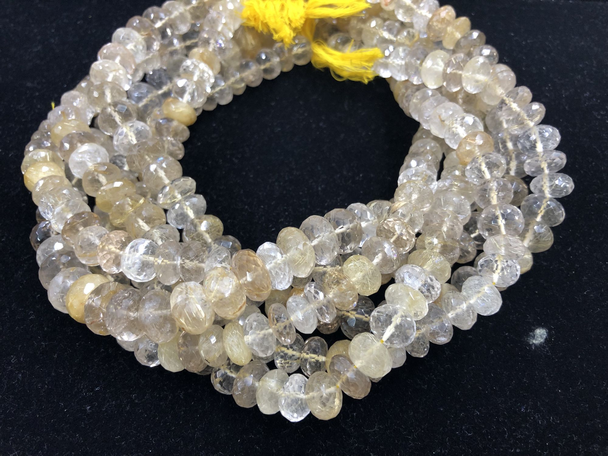Golden Rutilated Quartz Rondelles Faceted