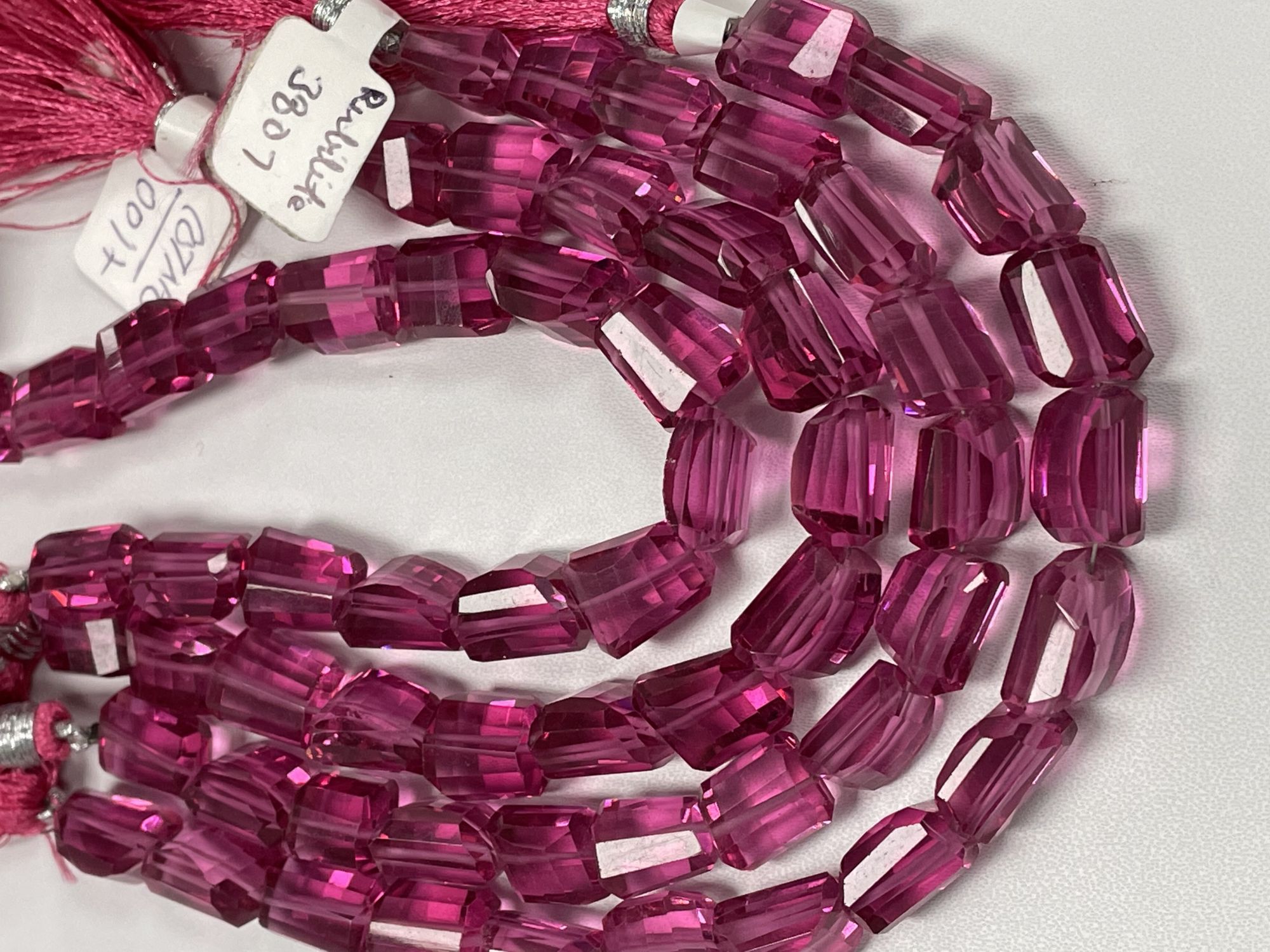 Rubilite Hydro Quartz Nugget Step Cut Faceted