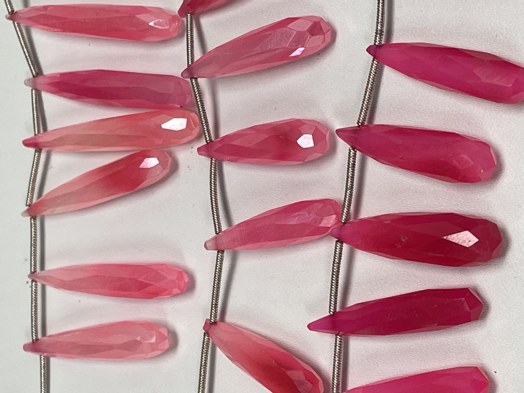 Pink Chalcedony Long Drop Faceted