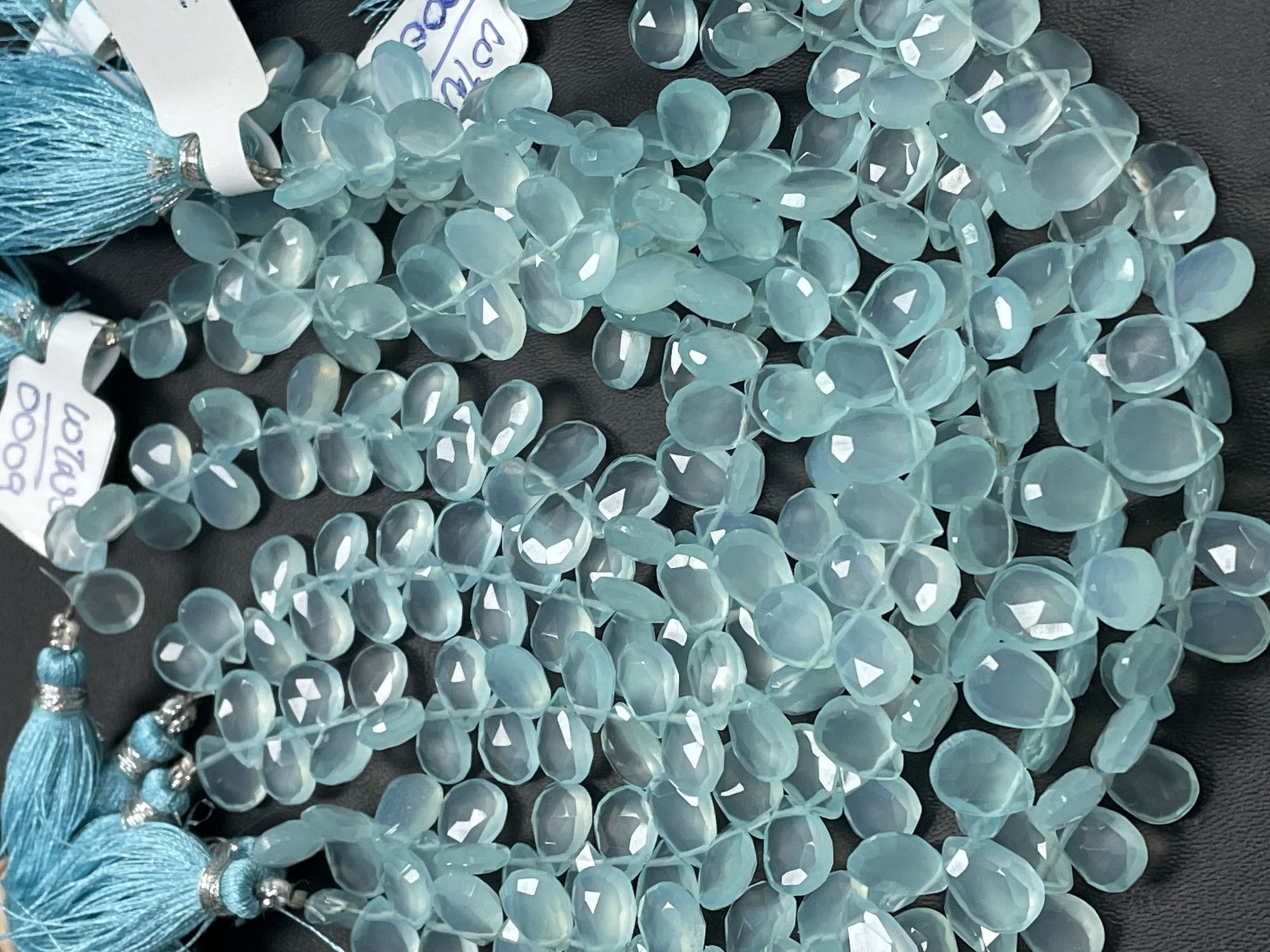 Aqua Chalcedony Pear Faceted