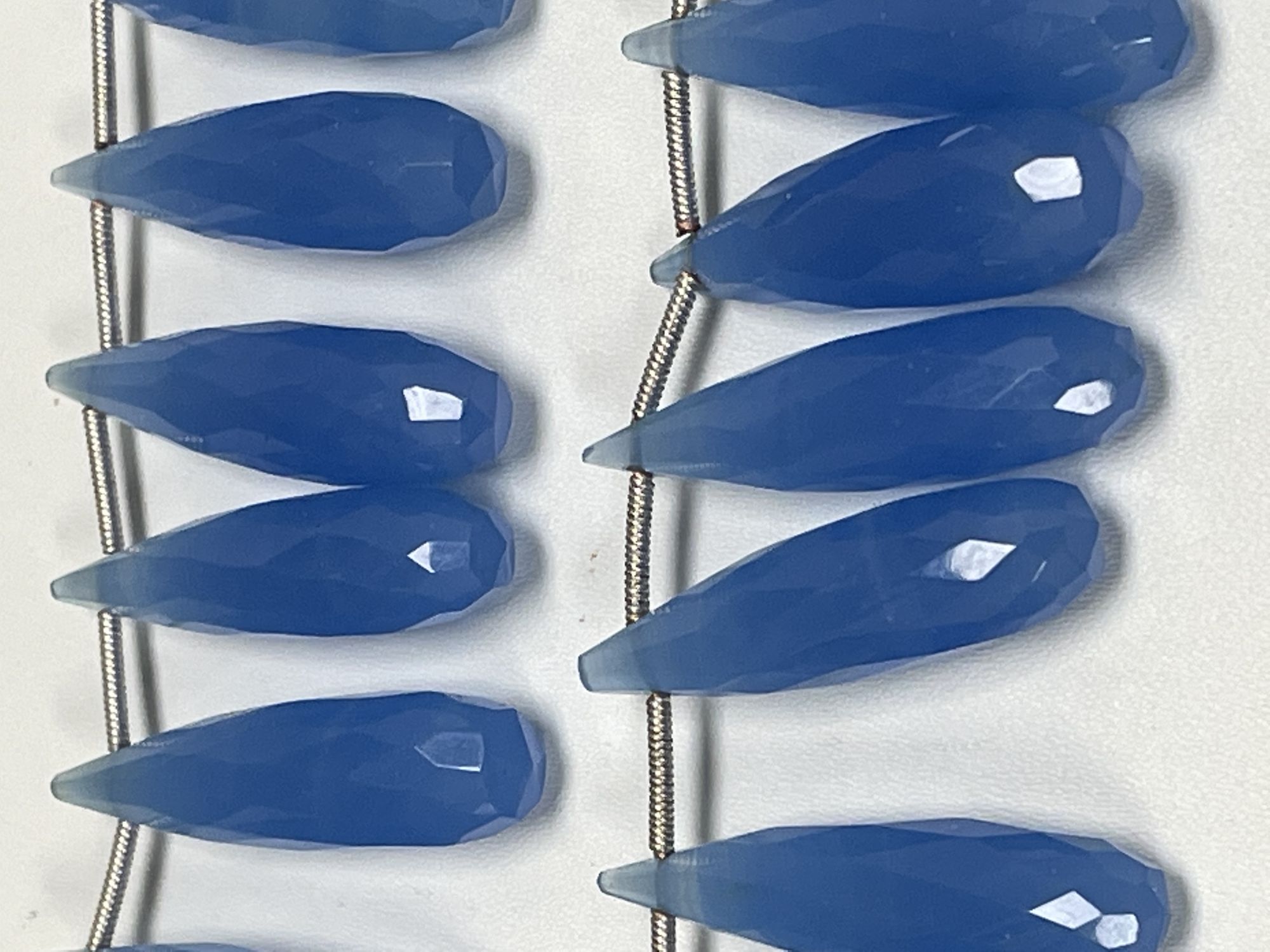 Blue Chalcedony Long Drop Faceted