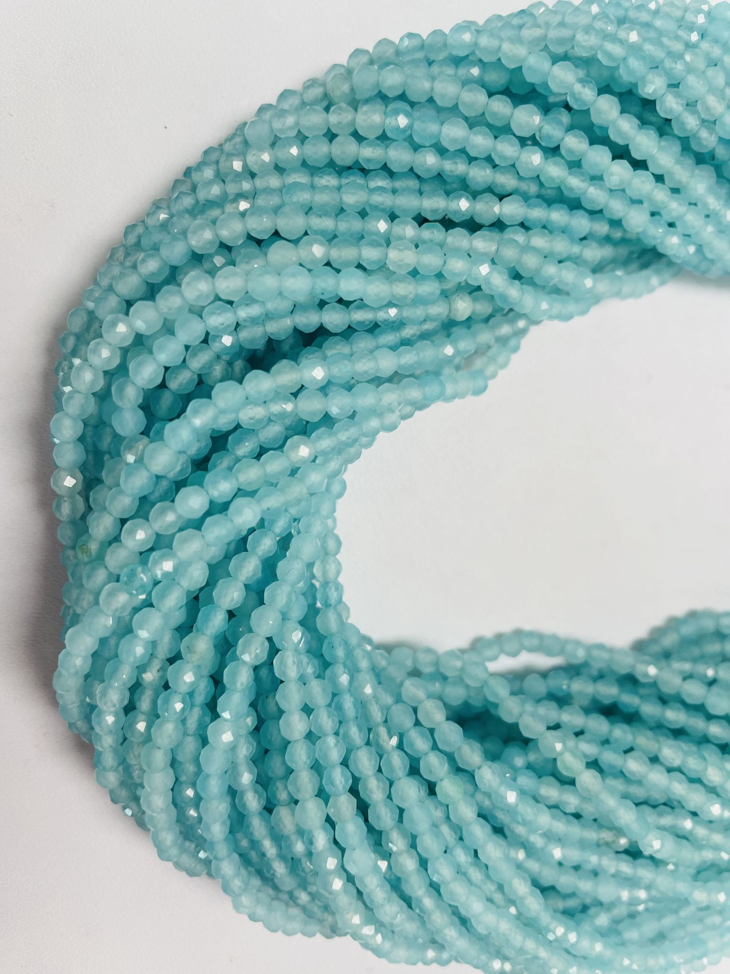 Aqua Chalcedony Rondelle Faceted