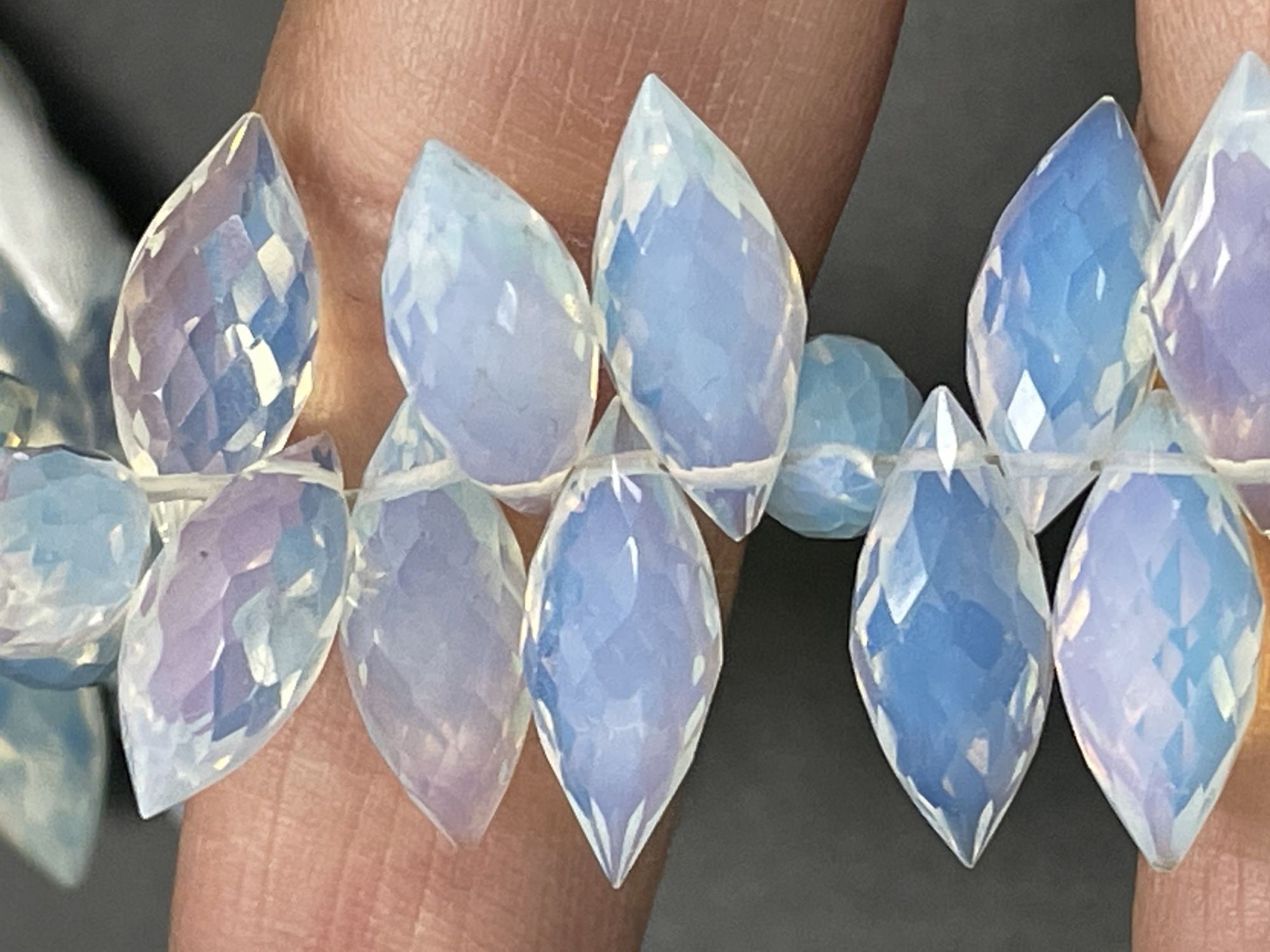 Opalite Hydro Quartz Puff Marquise Faceted