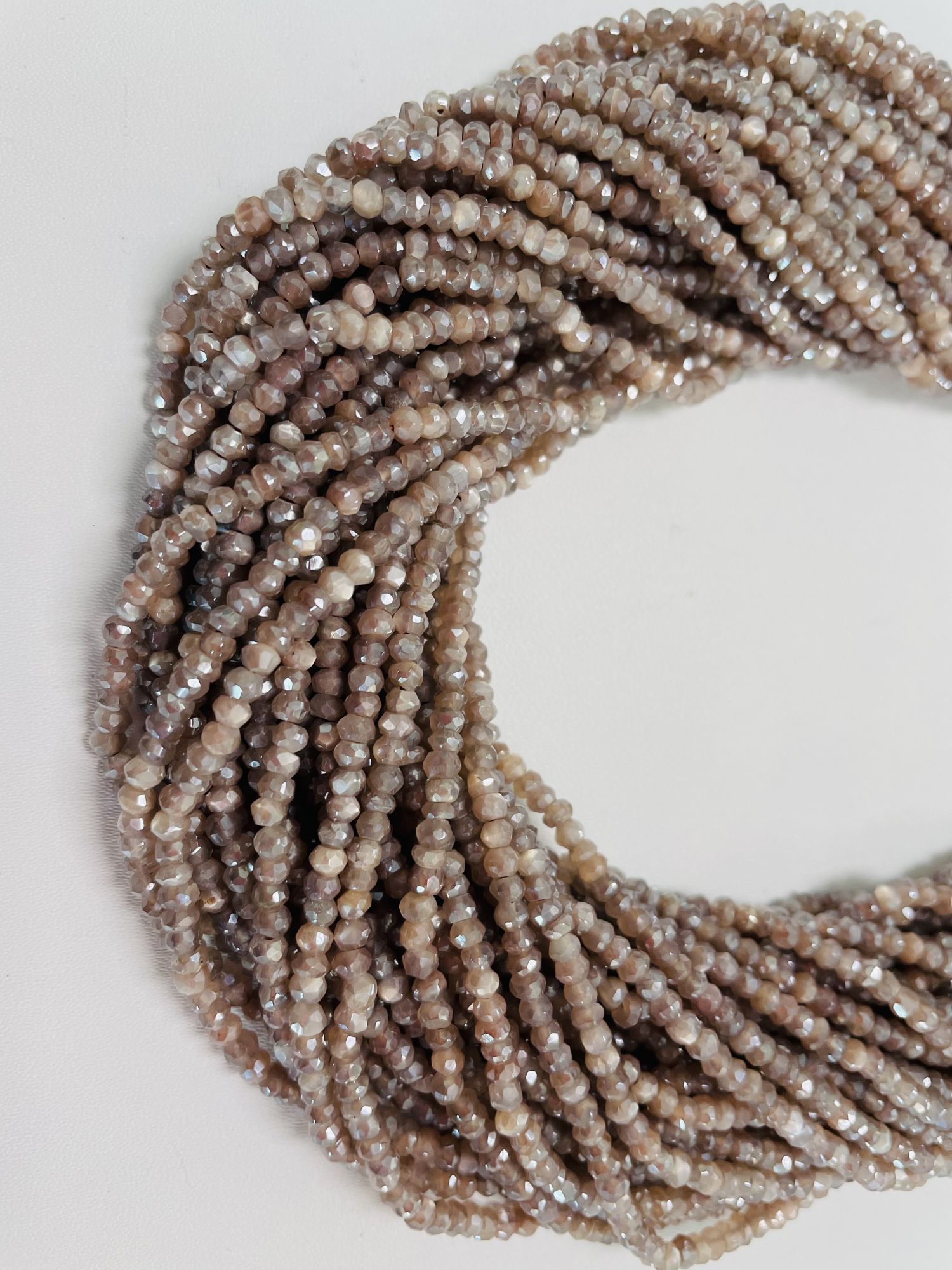 Coated Chocolate Moonstone Rondelle Faceted