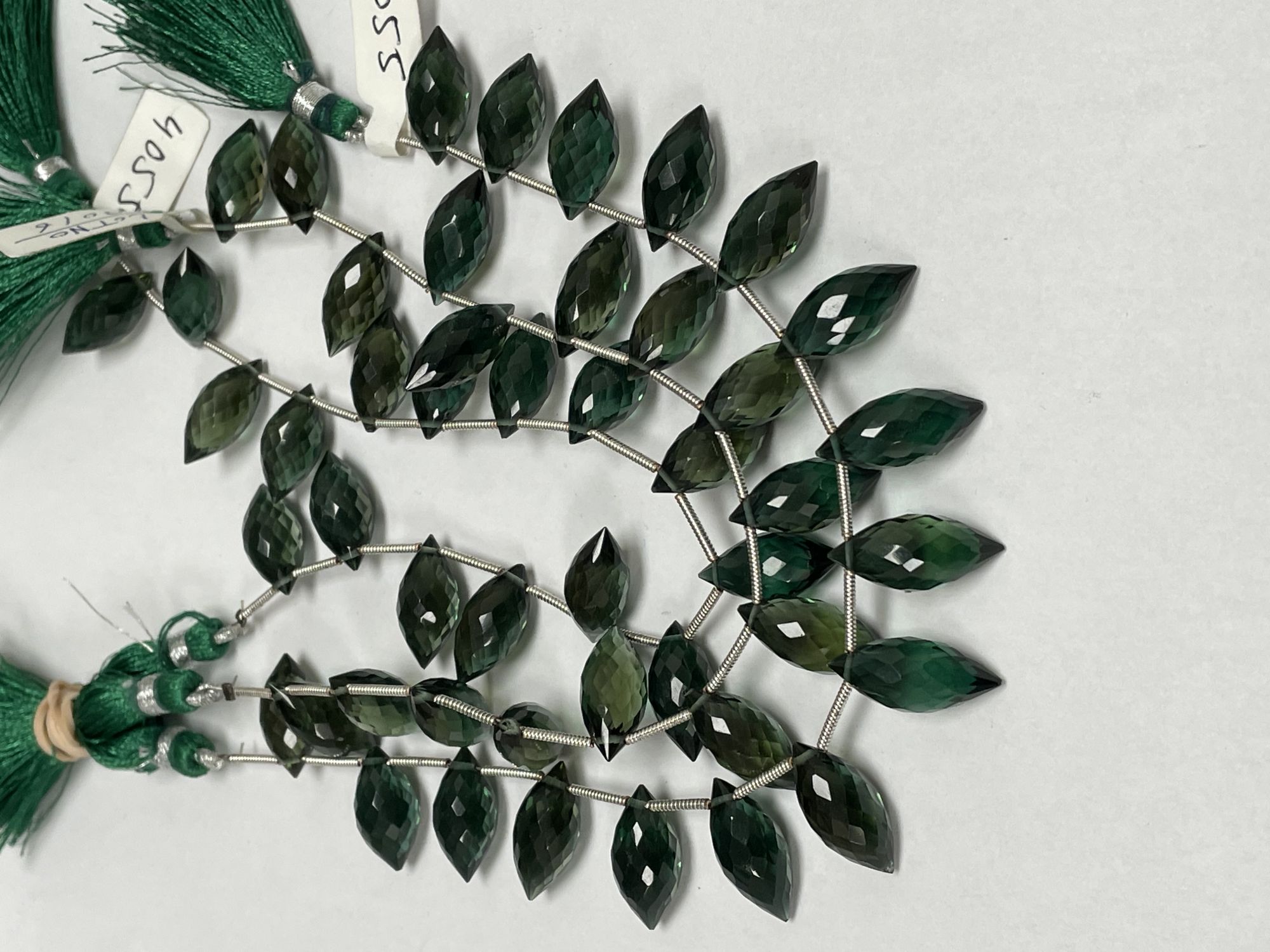 Forest Green Hydro Quartz Puff Marquise Faceted