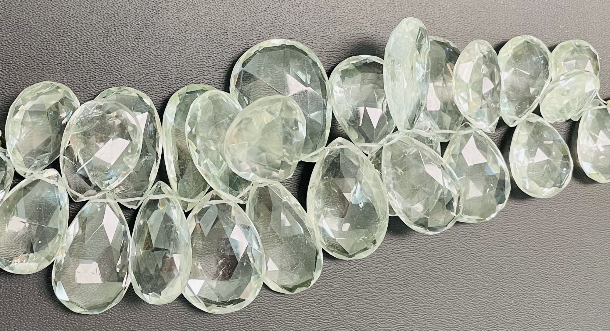 Green Amethyst Pears Faceted