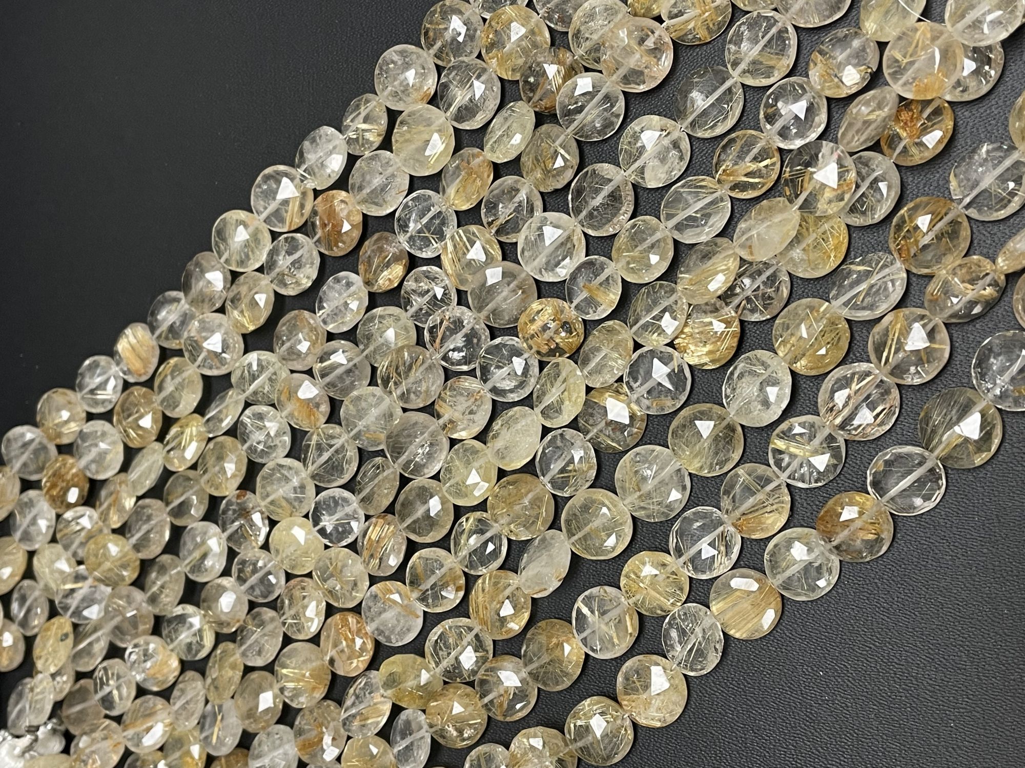 Golden Rutilated Quartz Coin Faceted