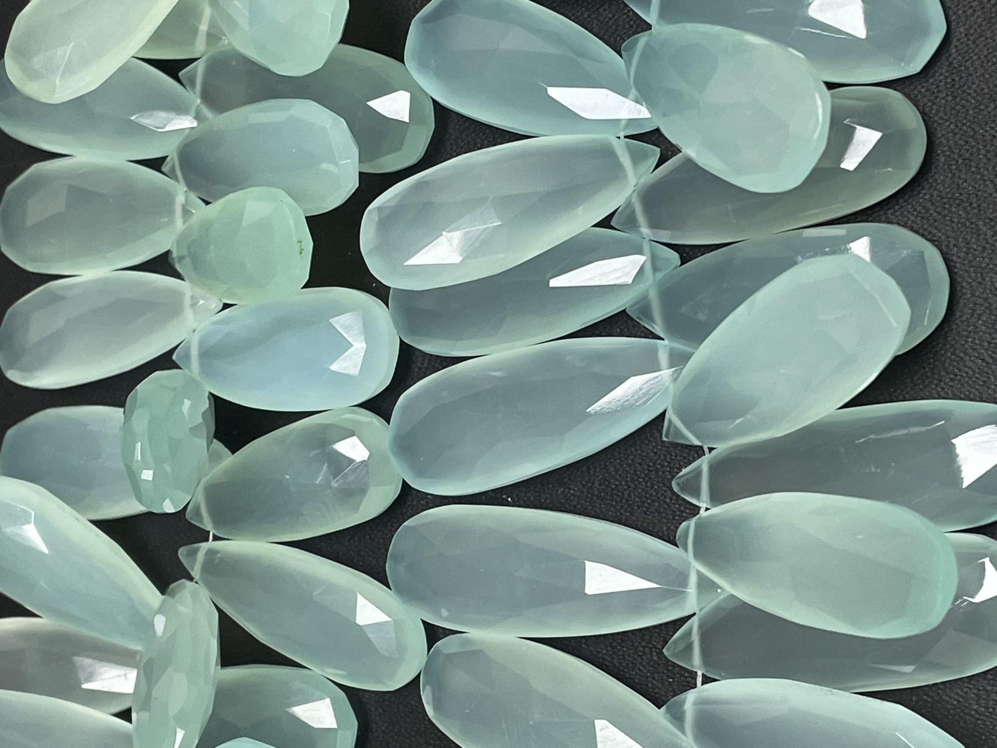 Aqua Chalcedony Long Pear Faceted