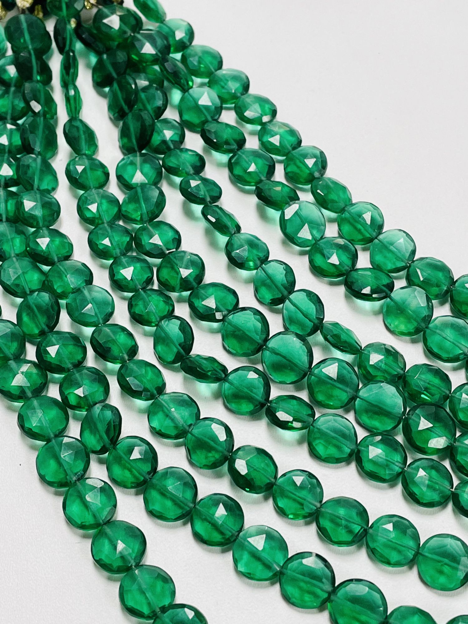 Emerald Green Hydro Quartz Coin Faceted