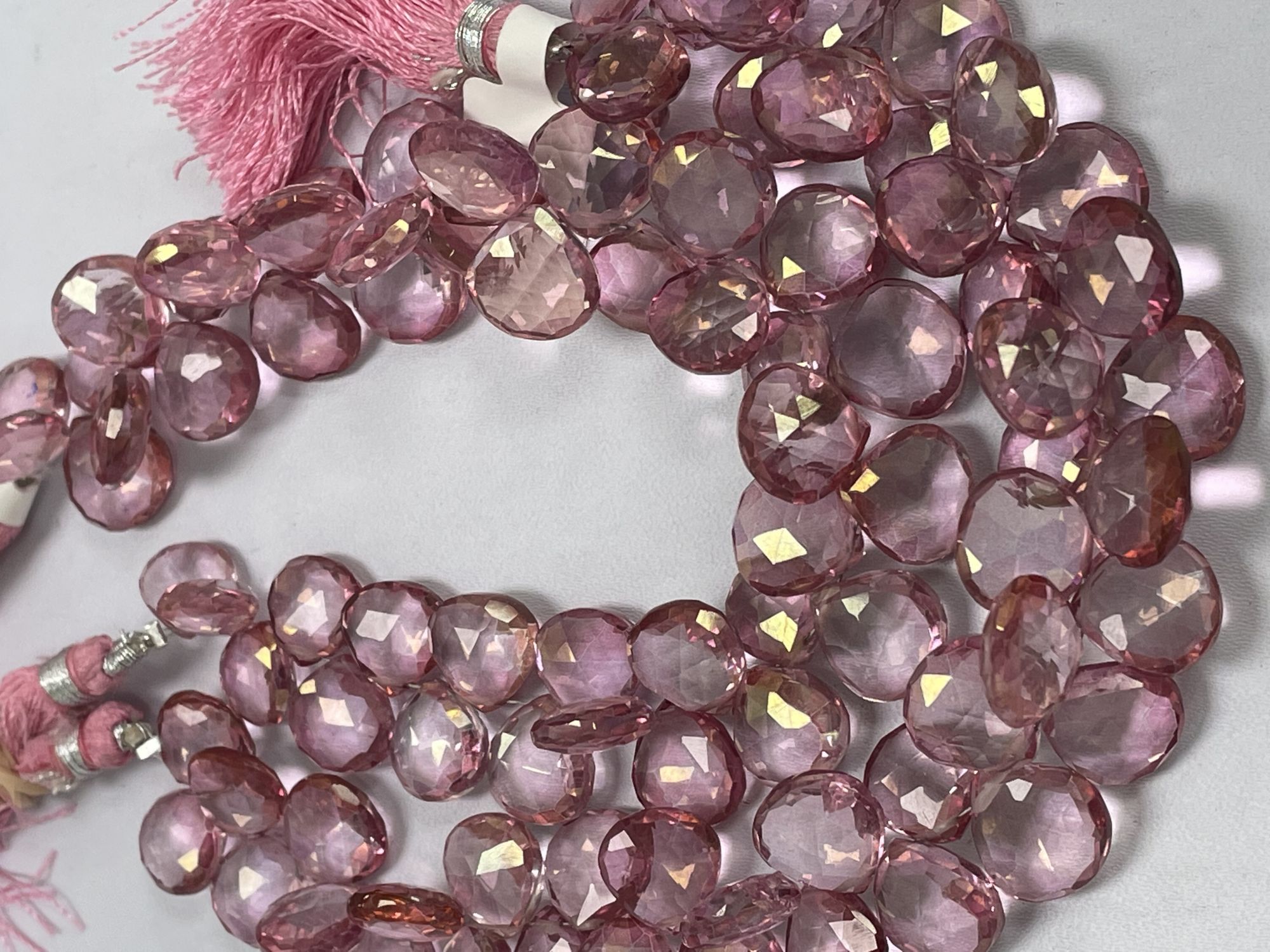 Pink Mystic Quartz Heart Faceted