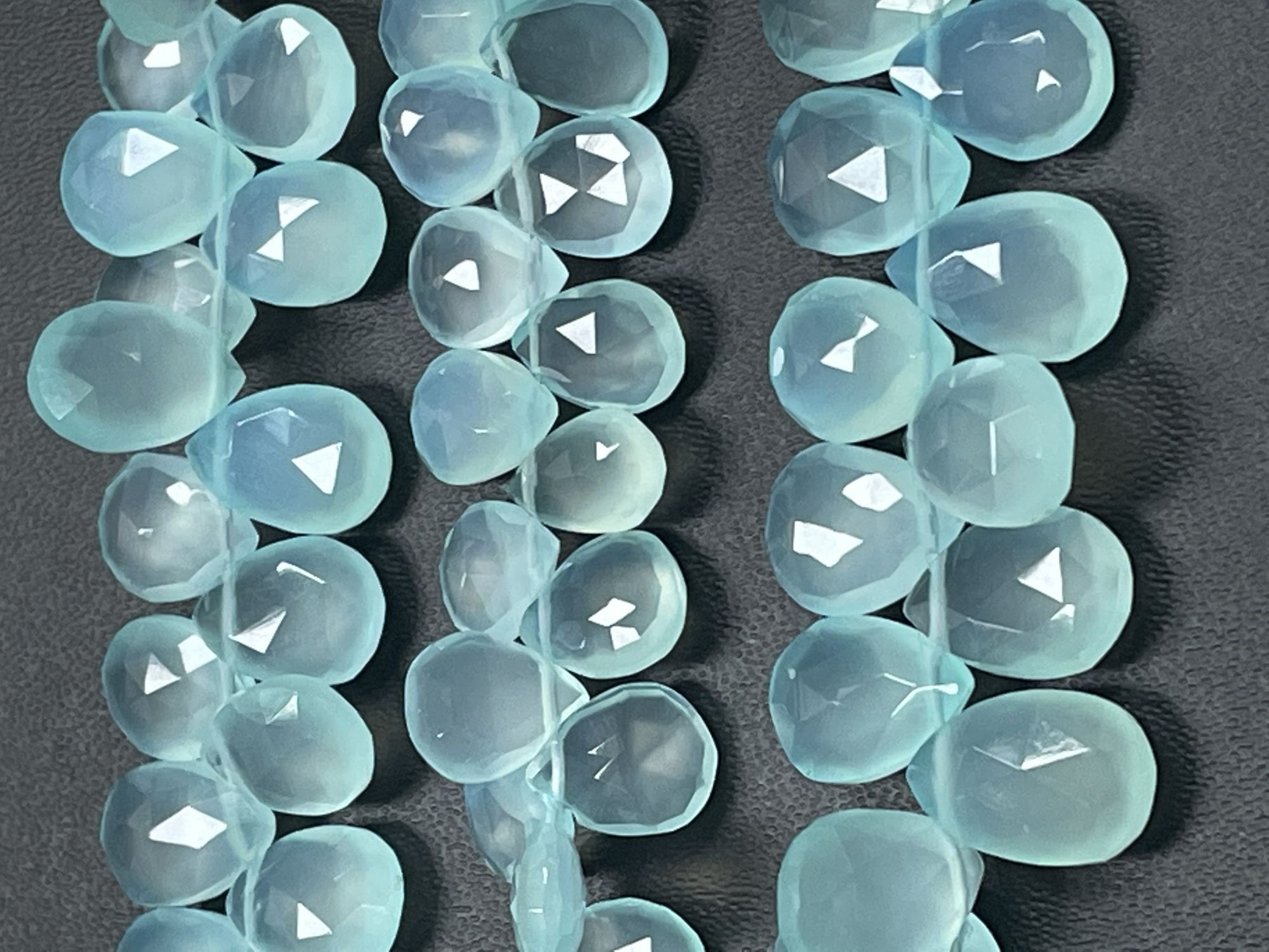 Aqua Chalcedony Pear Faceted