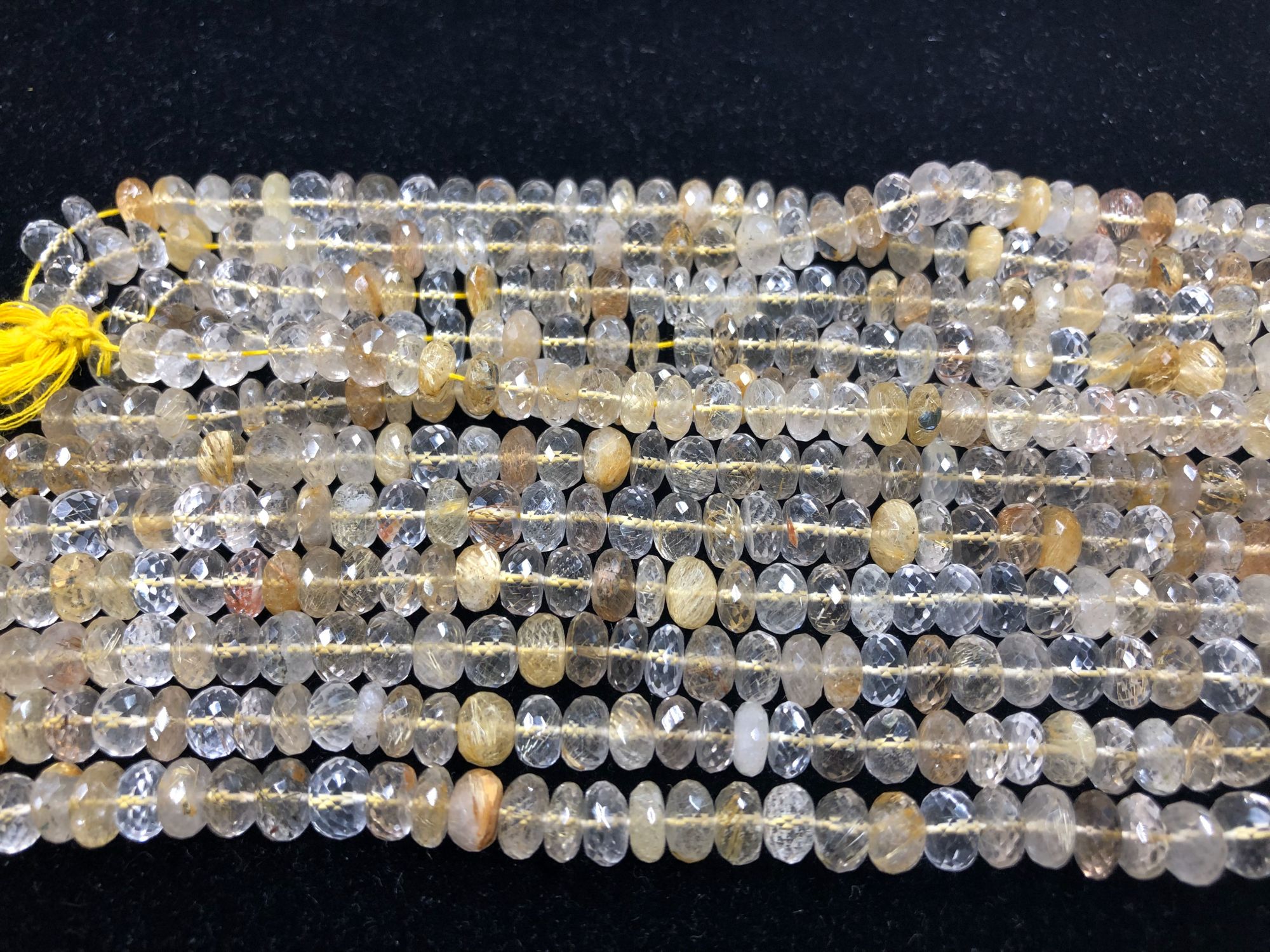 Golden Rutilated Quartz Rondelles Faceted