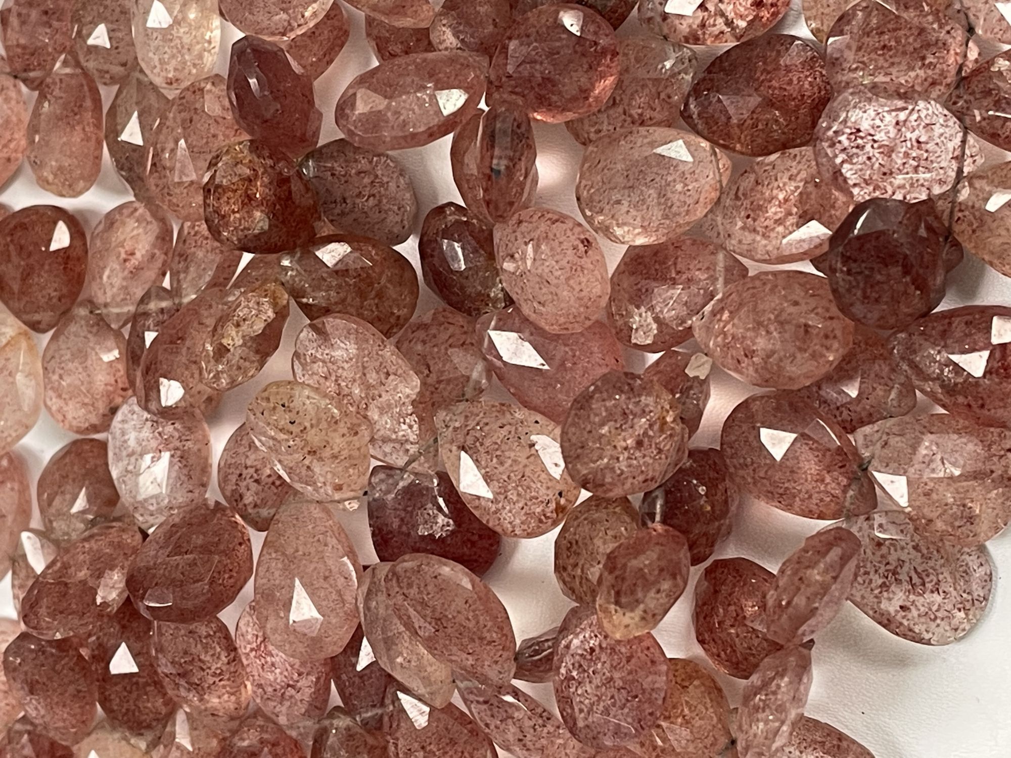 Pink Strawberry Quartz Pear Faceted