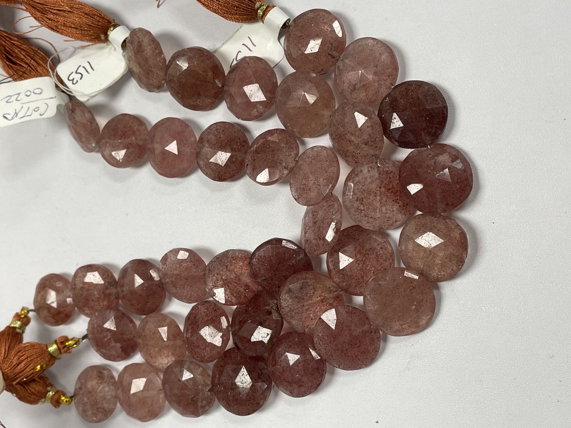 Pink Strawberry Quartz Coin Faceted