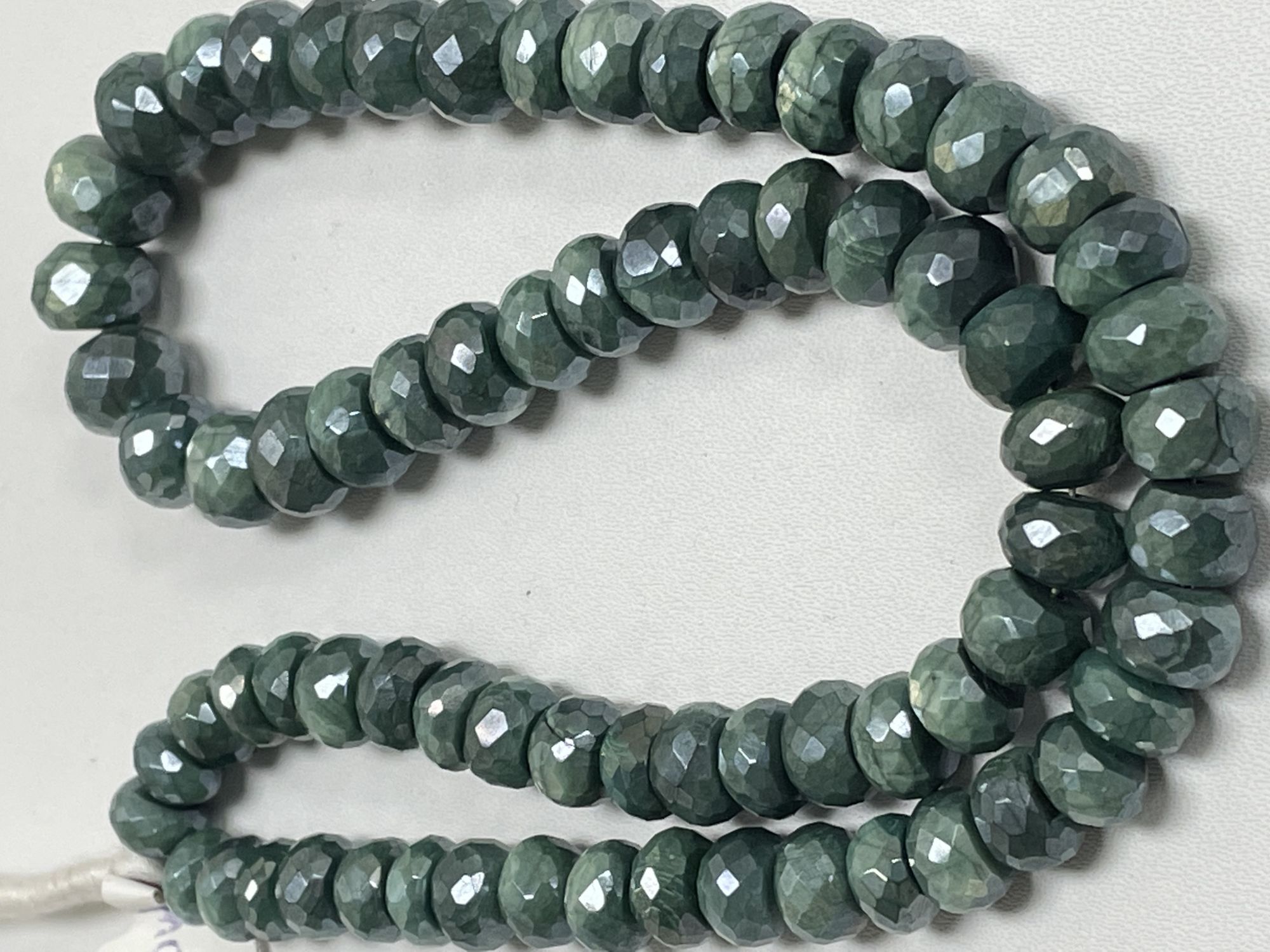 Green Coated Moonstone Rondelle Faceted