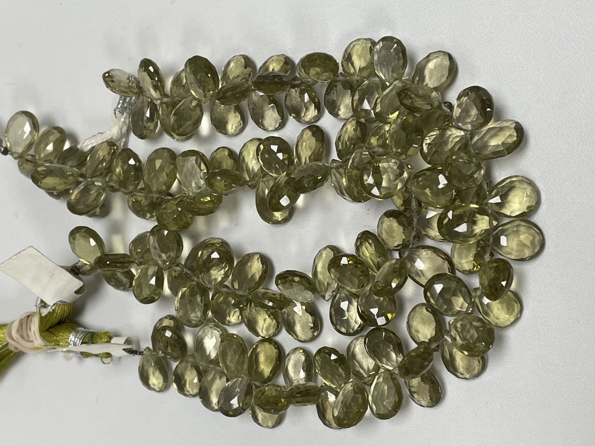 Olive Quartz Pear Faceted