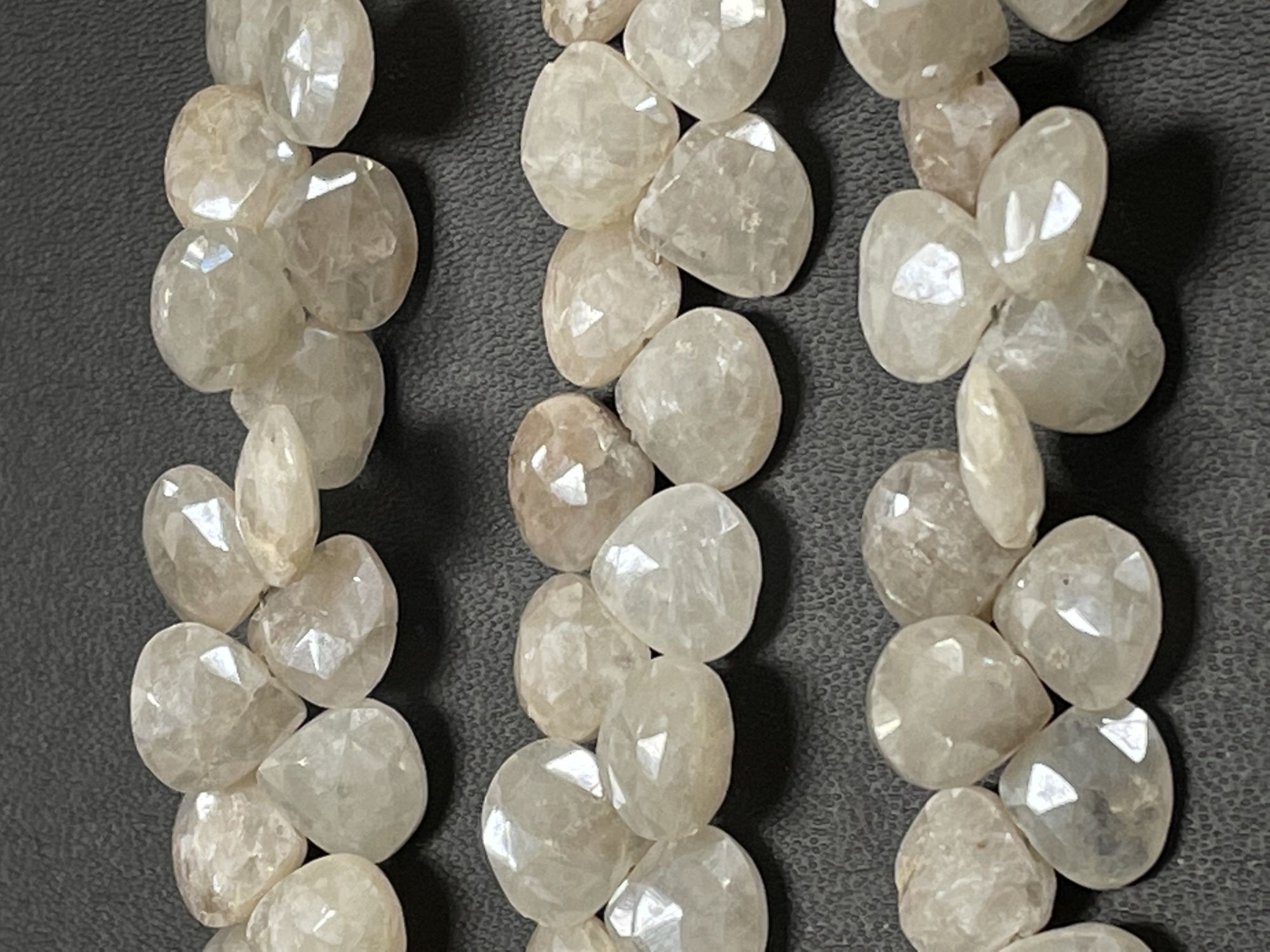 Pearl White Silverite Heart Faceted
