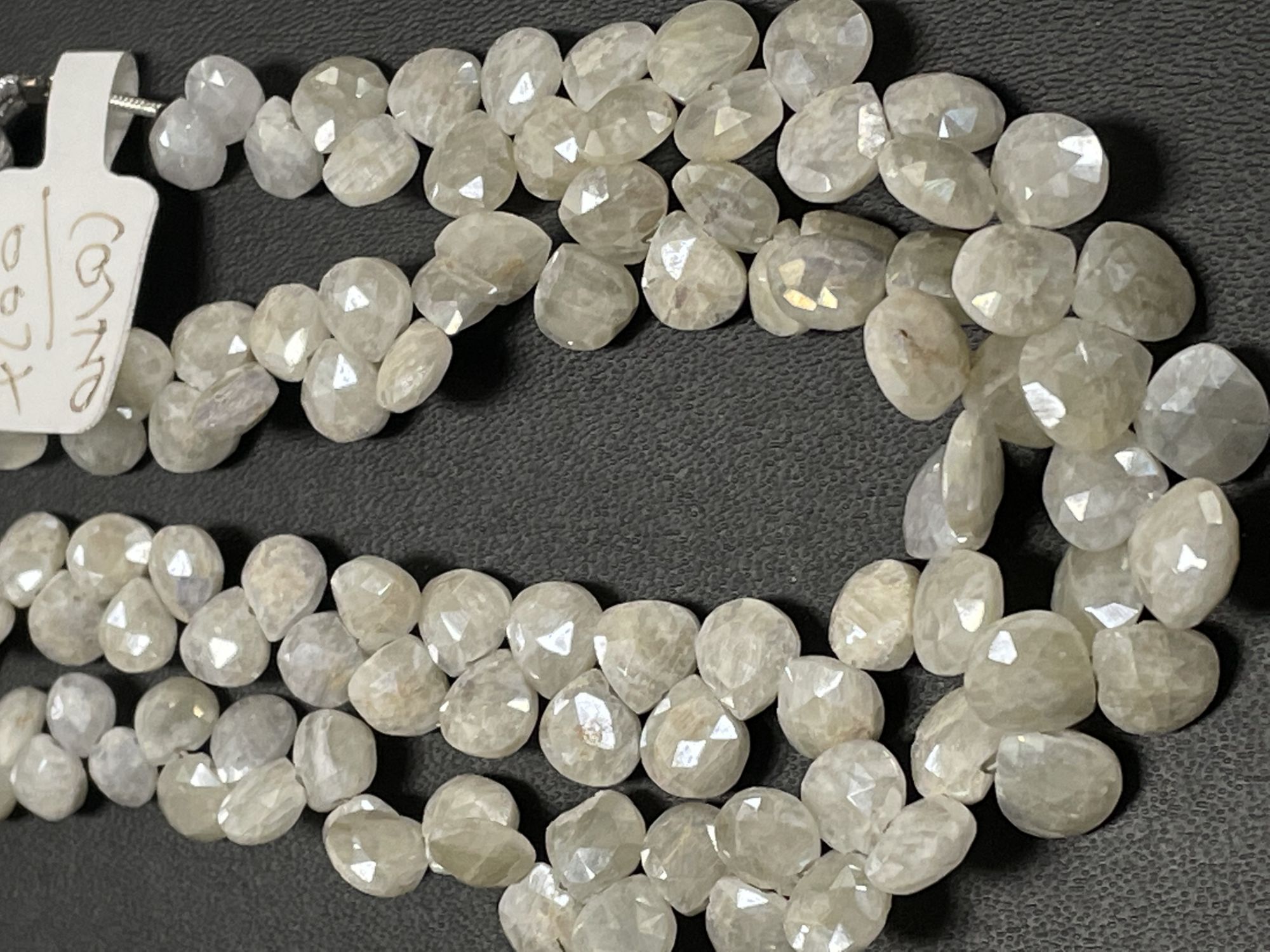 Pearl White Silverite Heart Faceted