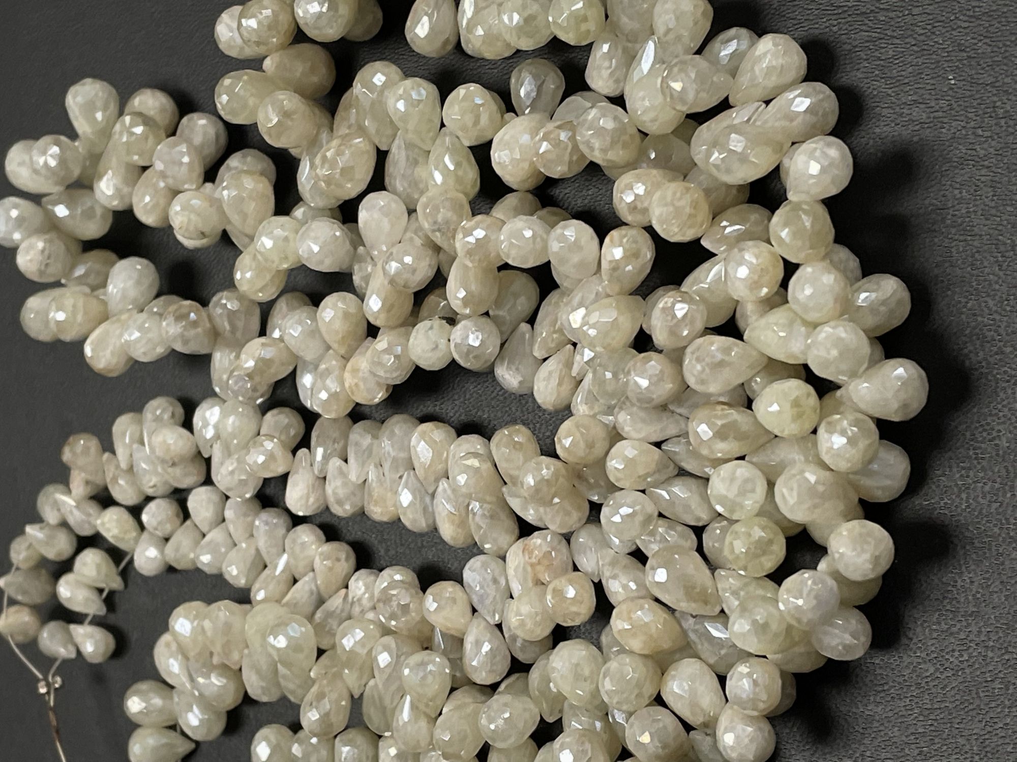 Pearl White Silverite Drop Faceted