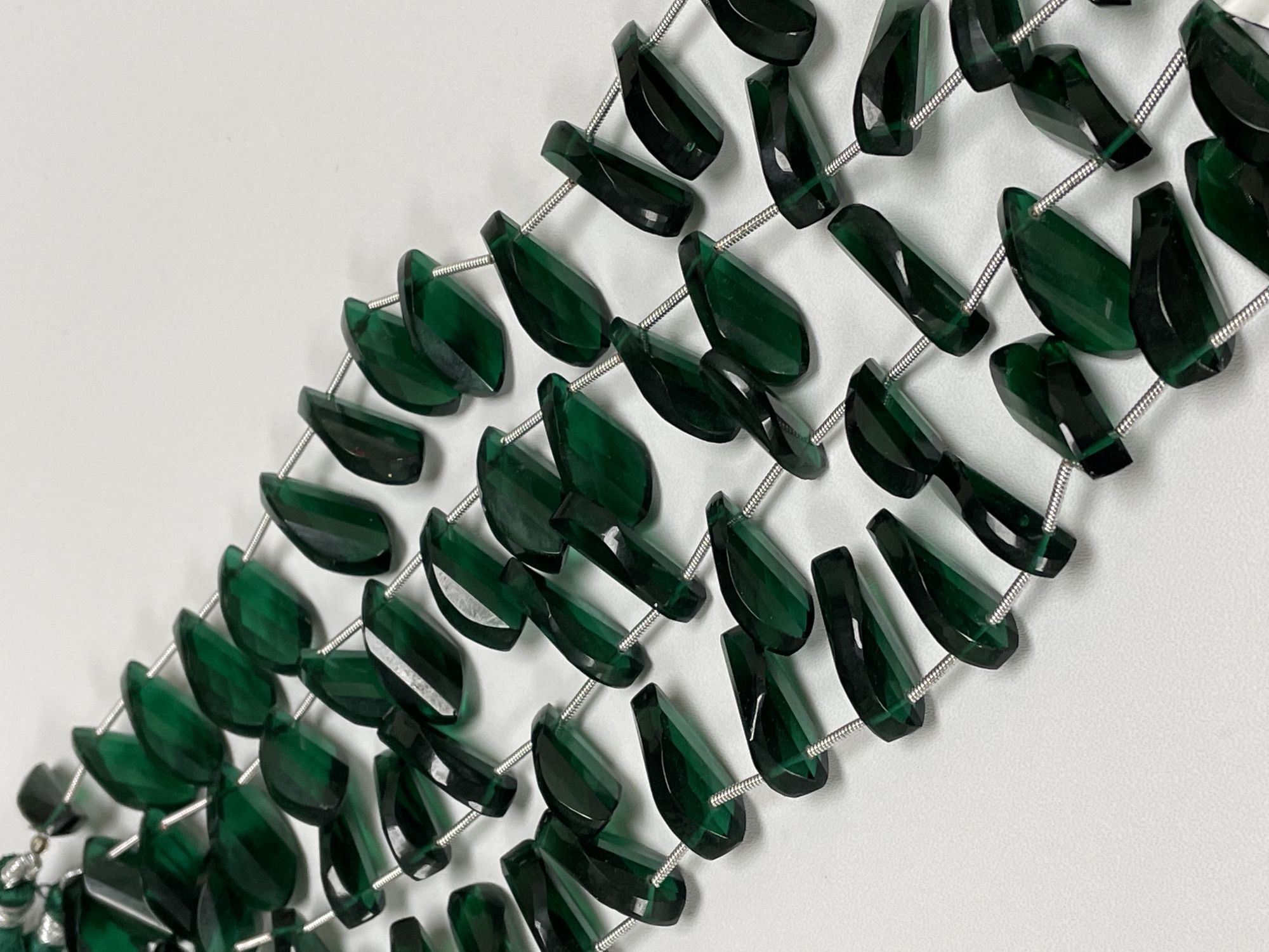 Green Hydro Quartz Twisted Leaf Faceted