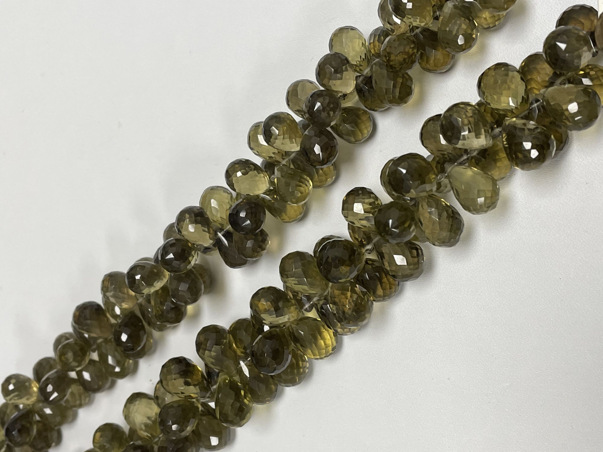 Olive Quartz Drop Faceted