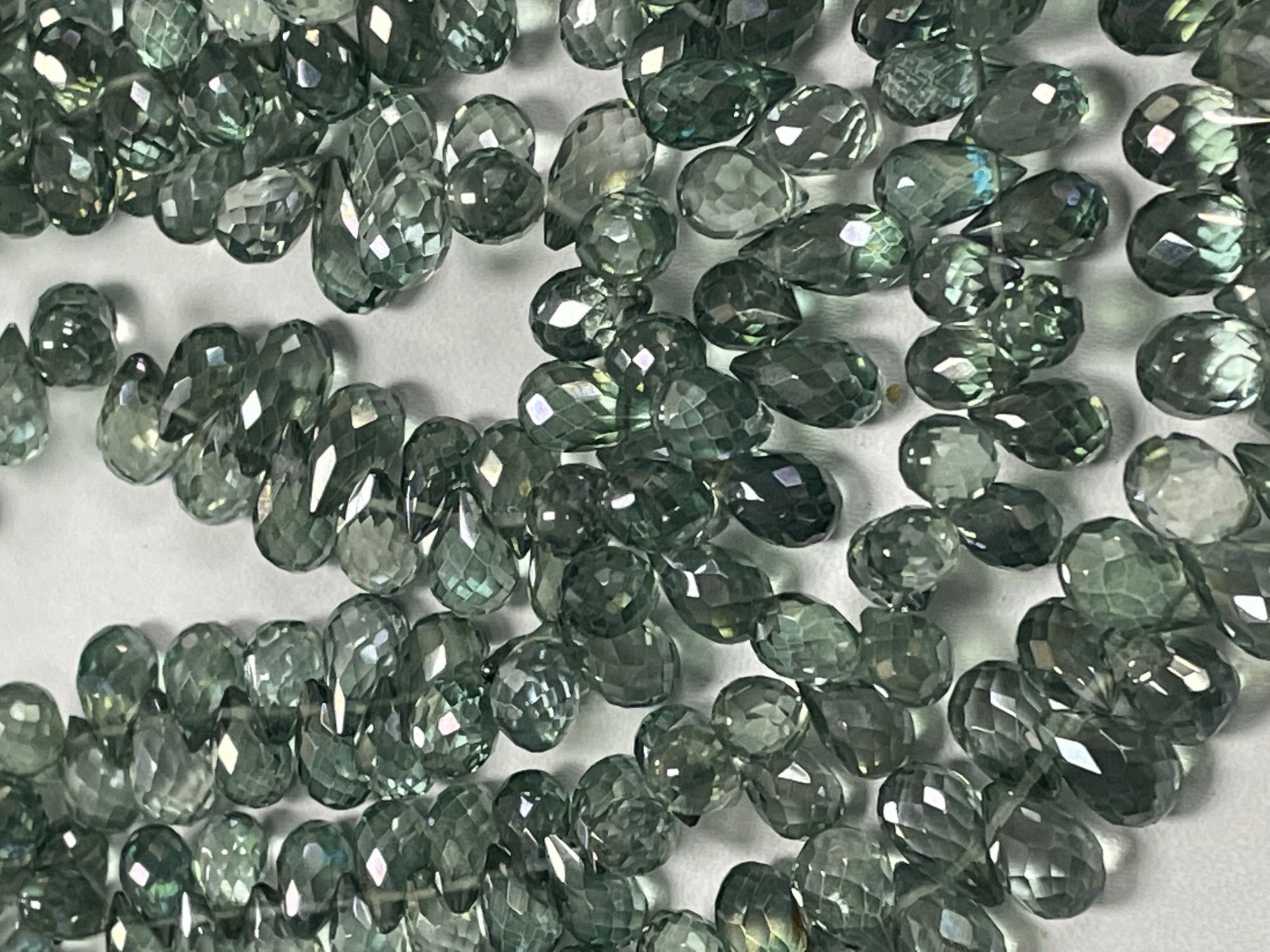 Green Mystic Quartz Drop Faceted