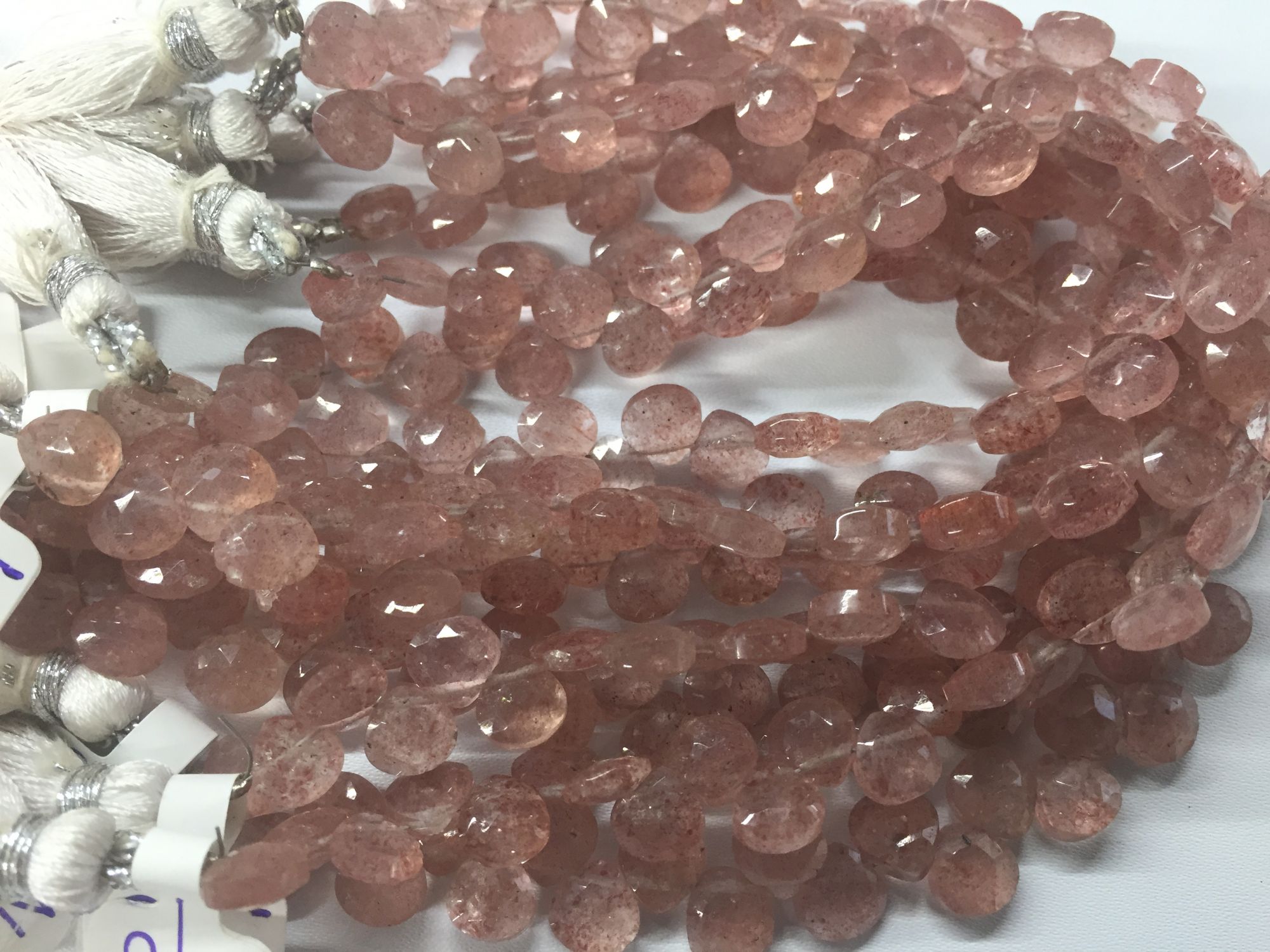 Strawberry Quartz Hearts Faceted