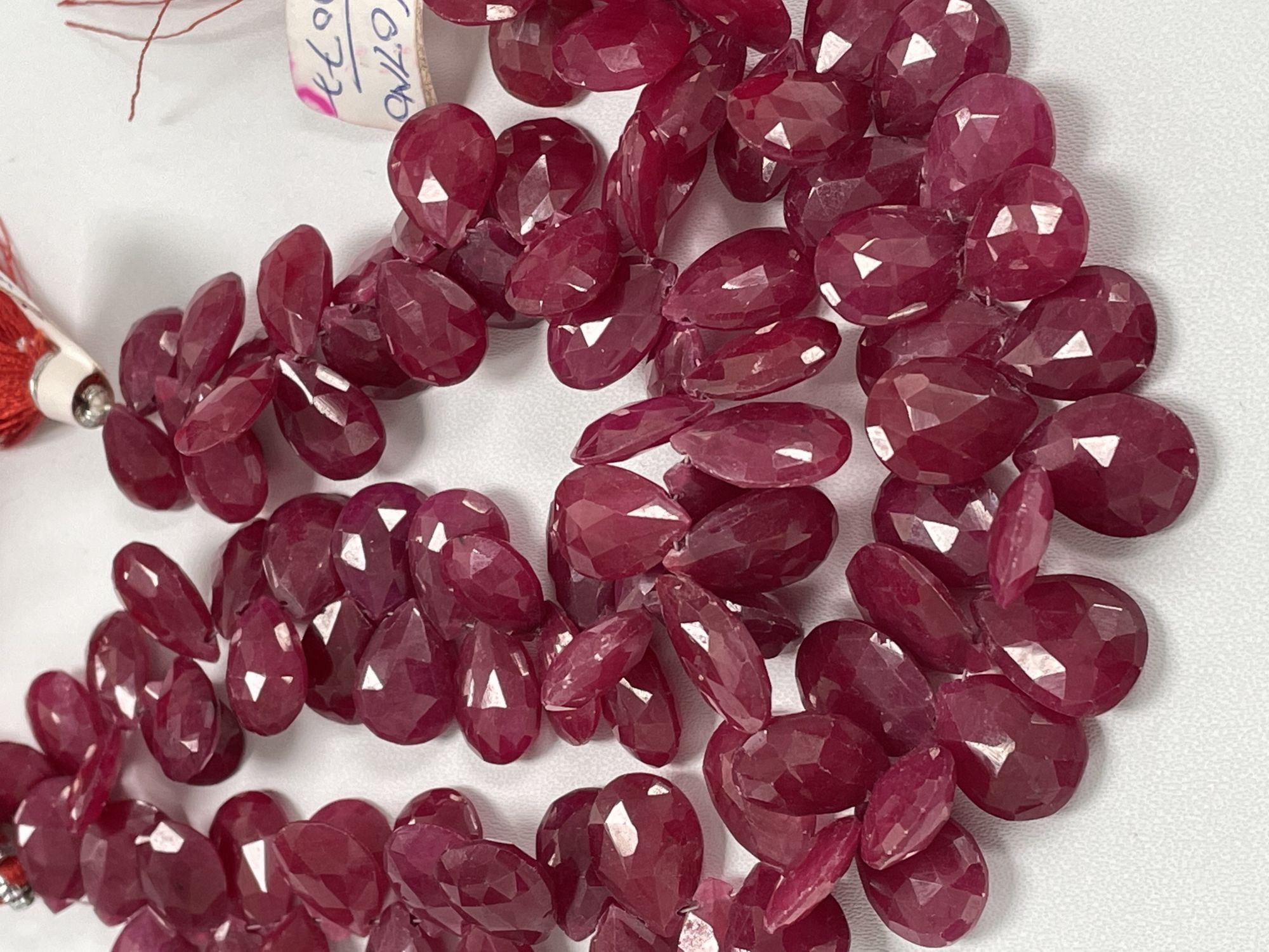 Dyed Ruby Pear Faceted