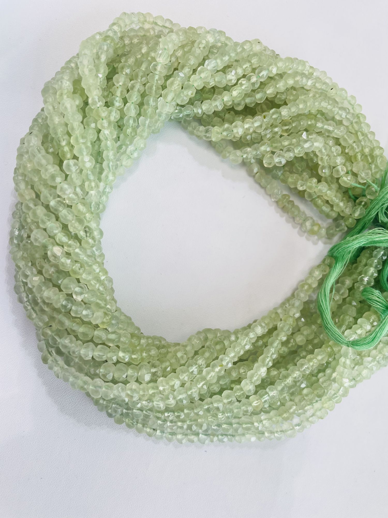 Prehnite Rondelle Faceted