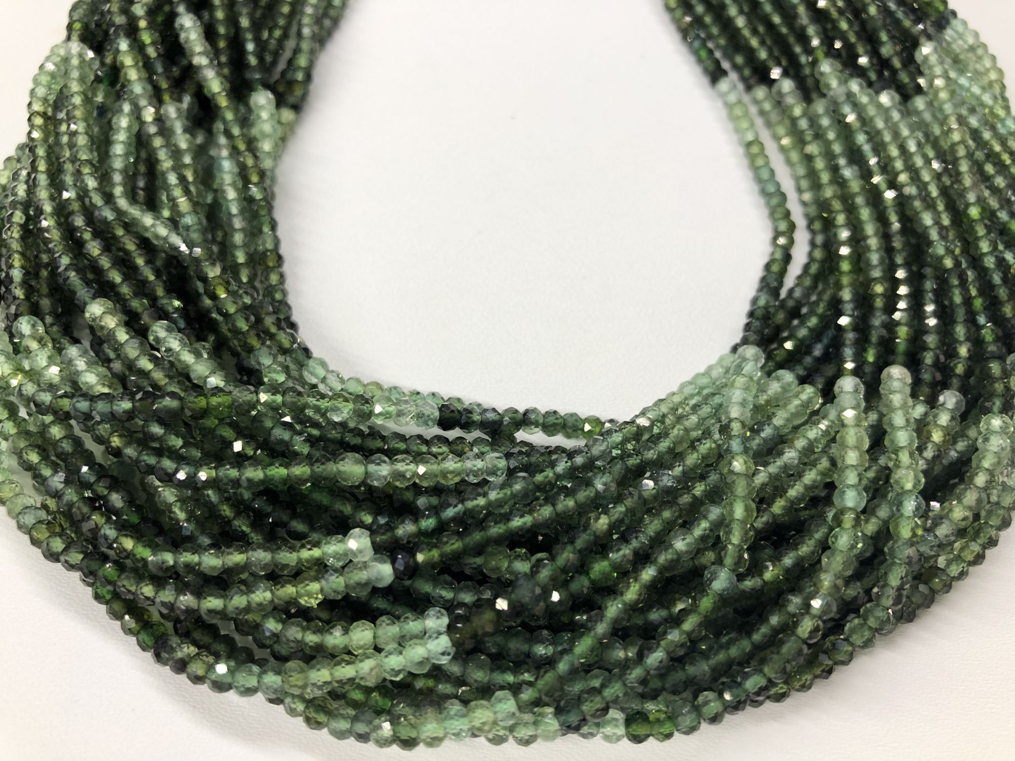Shaded Green Tourmaline Rondelle Faceted