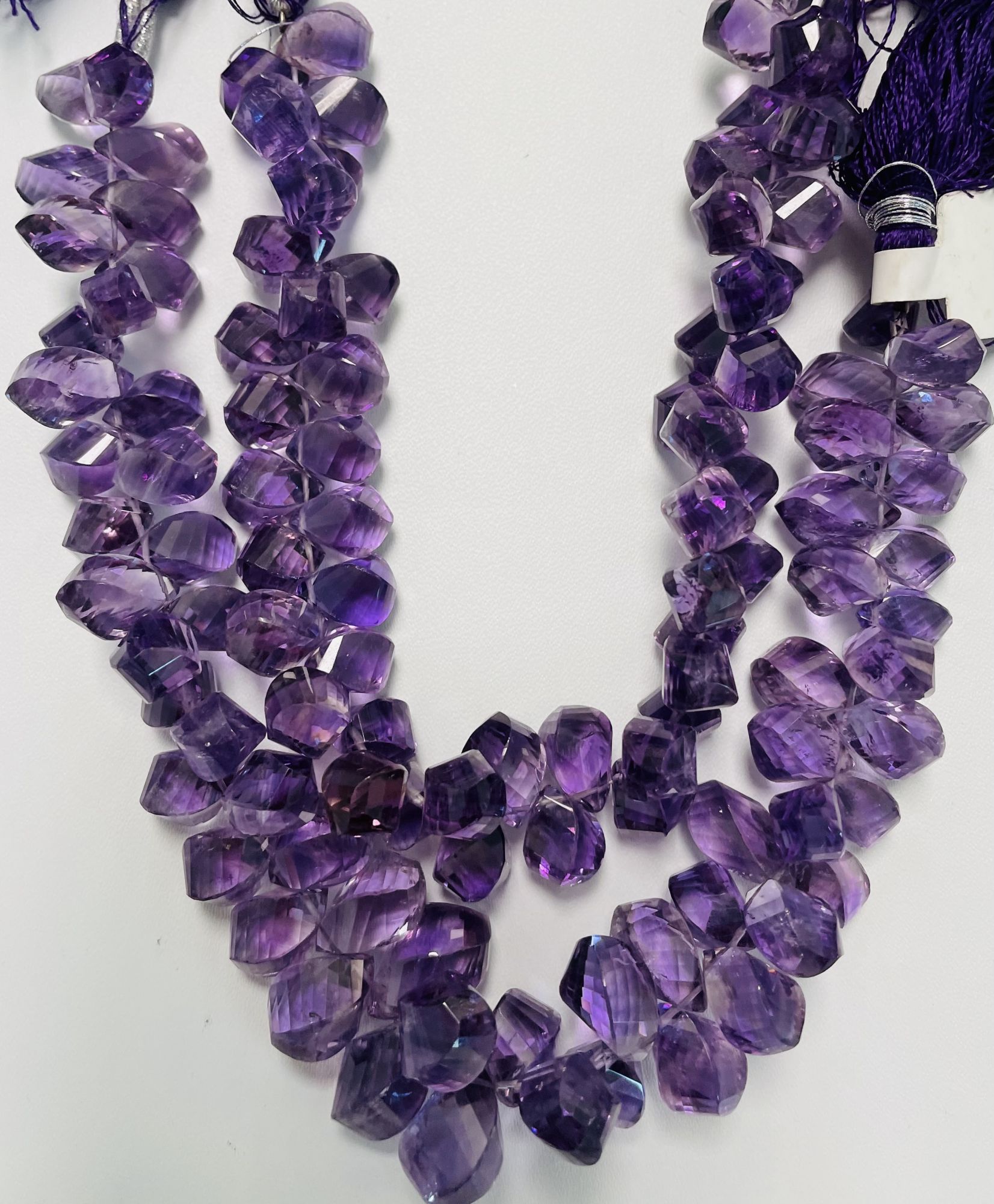 Purple Amethyst Twisted Drop Faceted