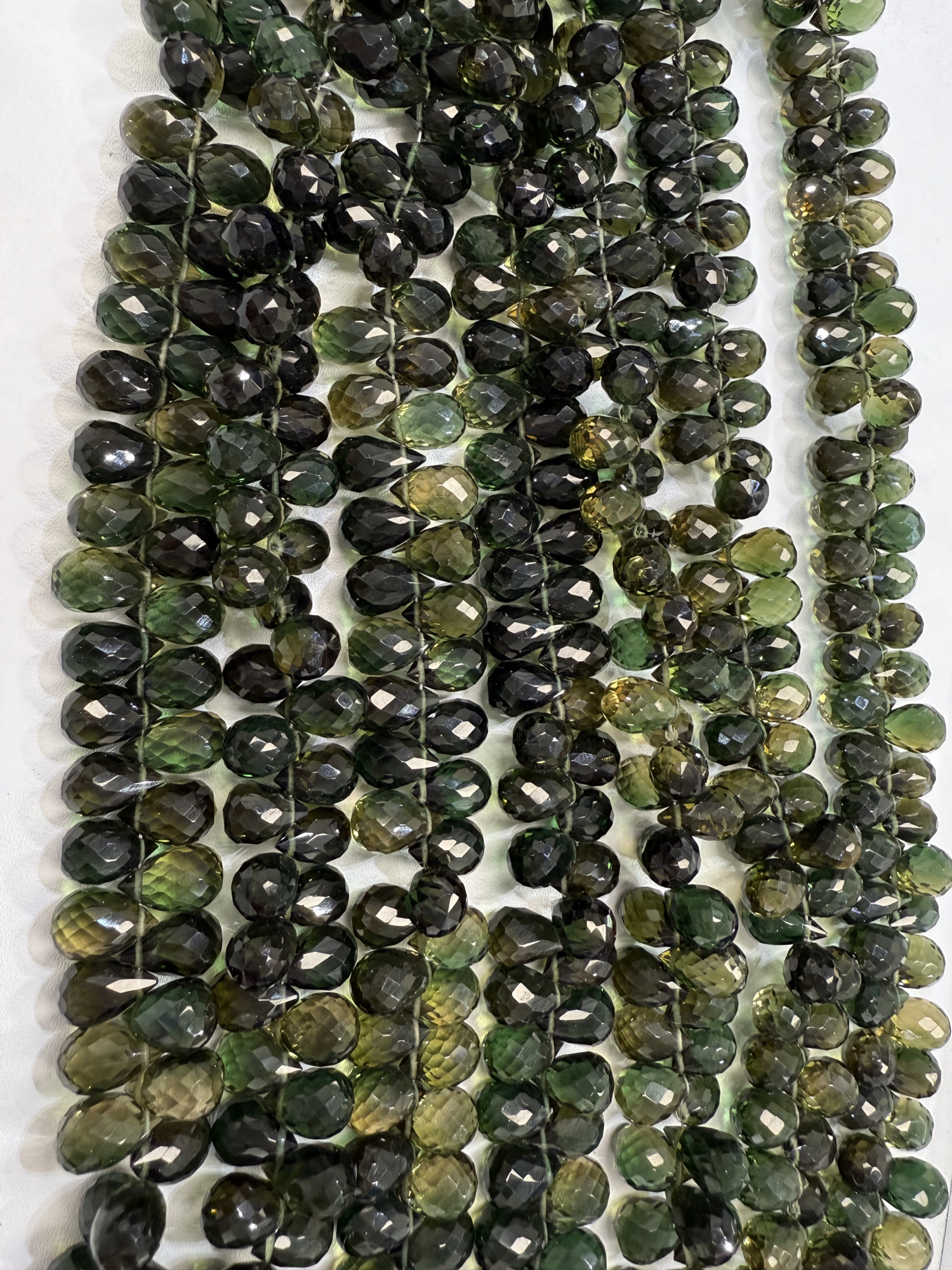 Olive Green Hydro quartz Drop Faceted