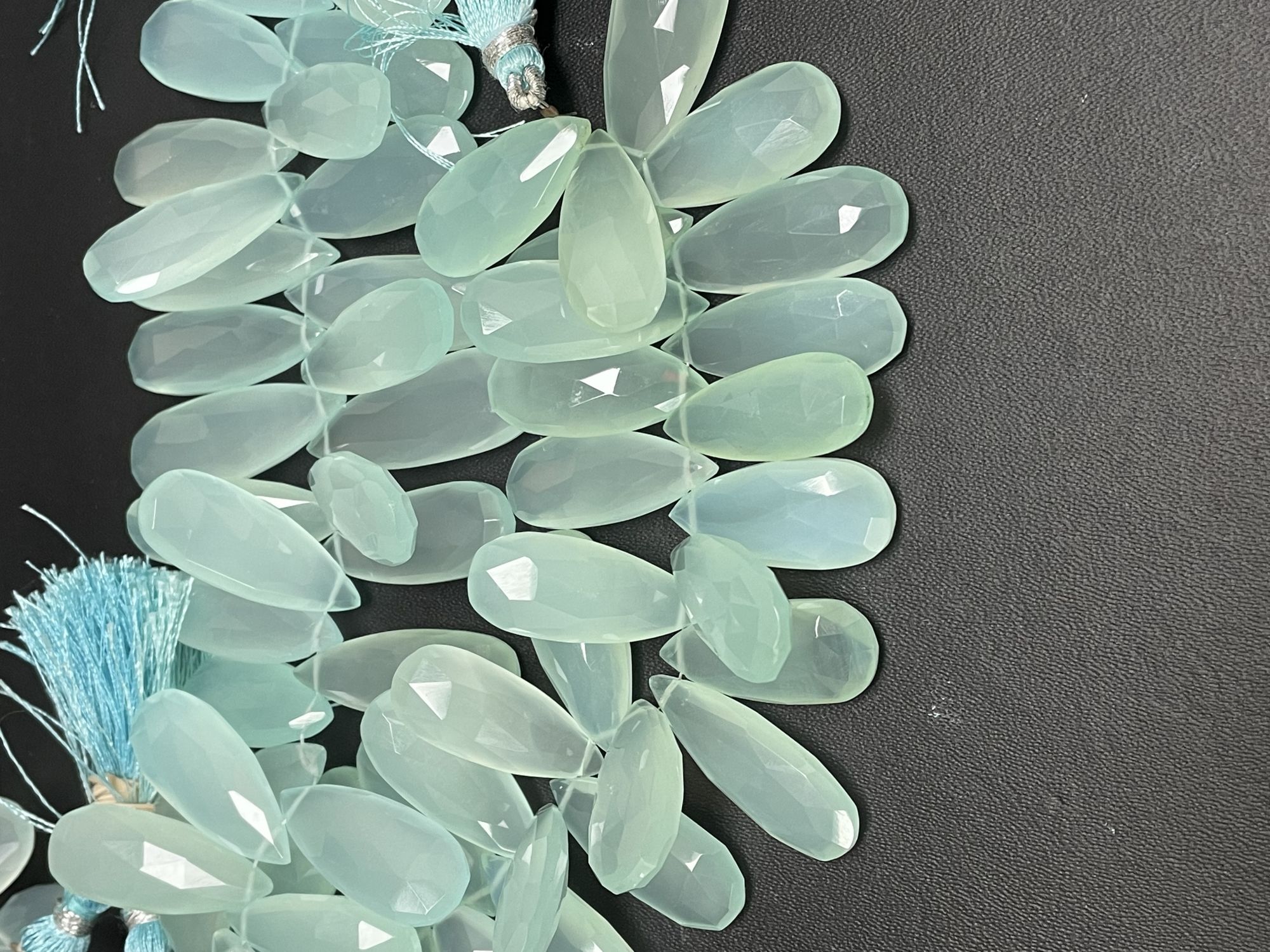 Aqua Chalcedony Long Pear Faceted