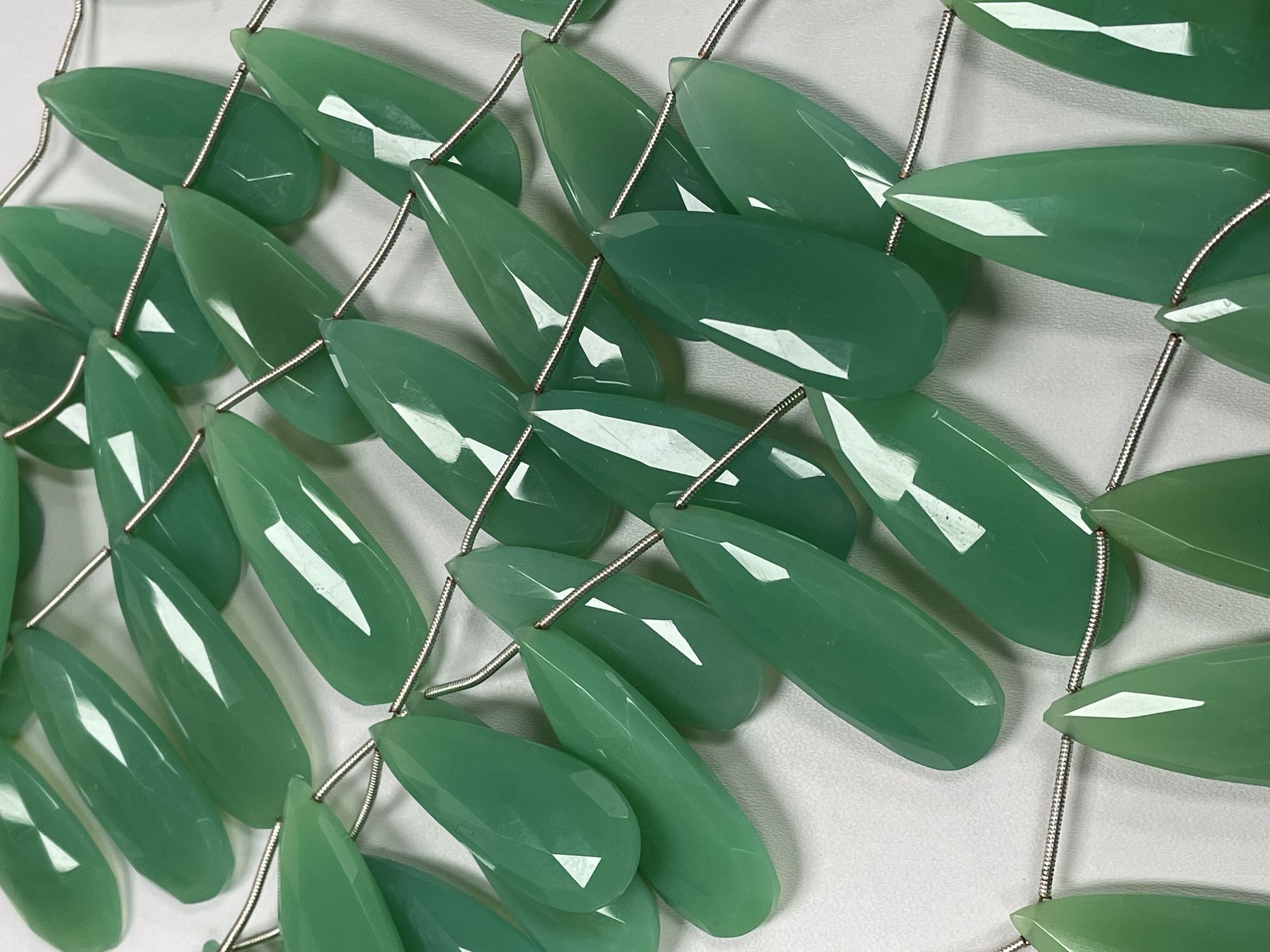 Green Chalcedony Pears Faceted