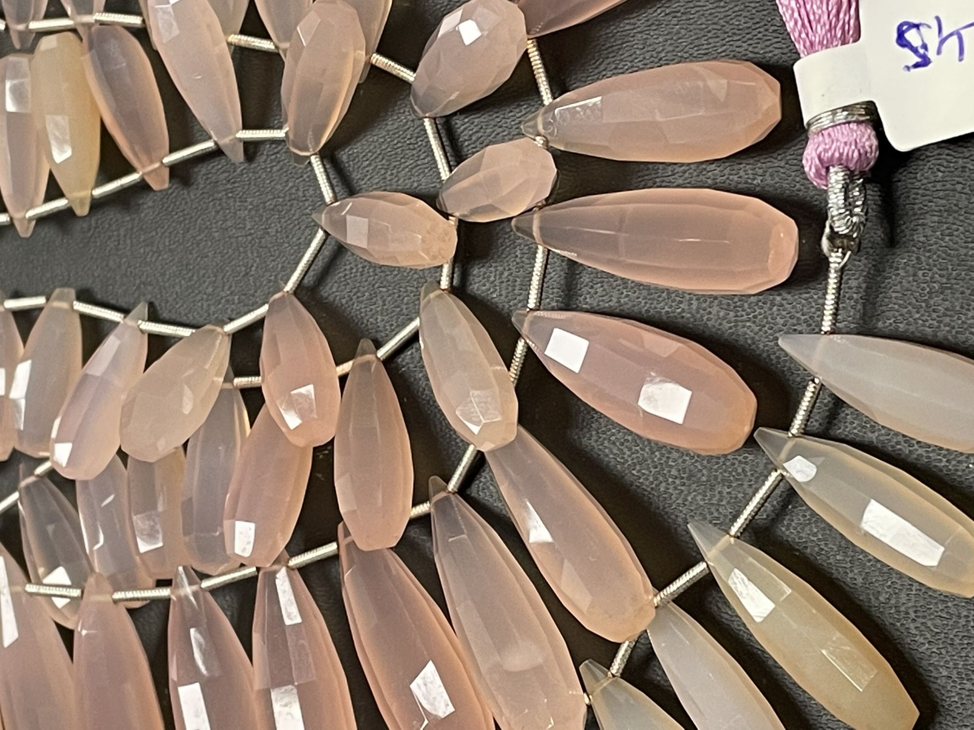 Pink Chalcedony Long Drop Faceted