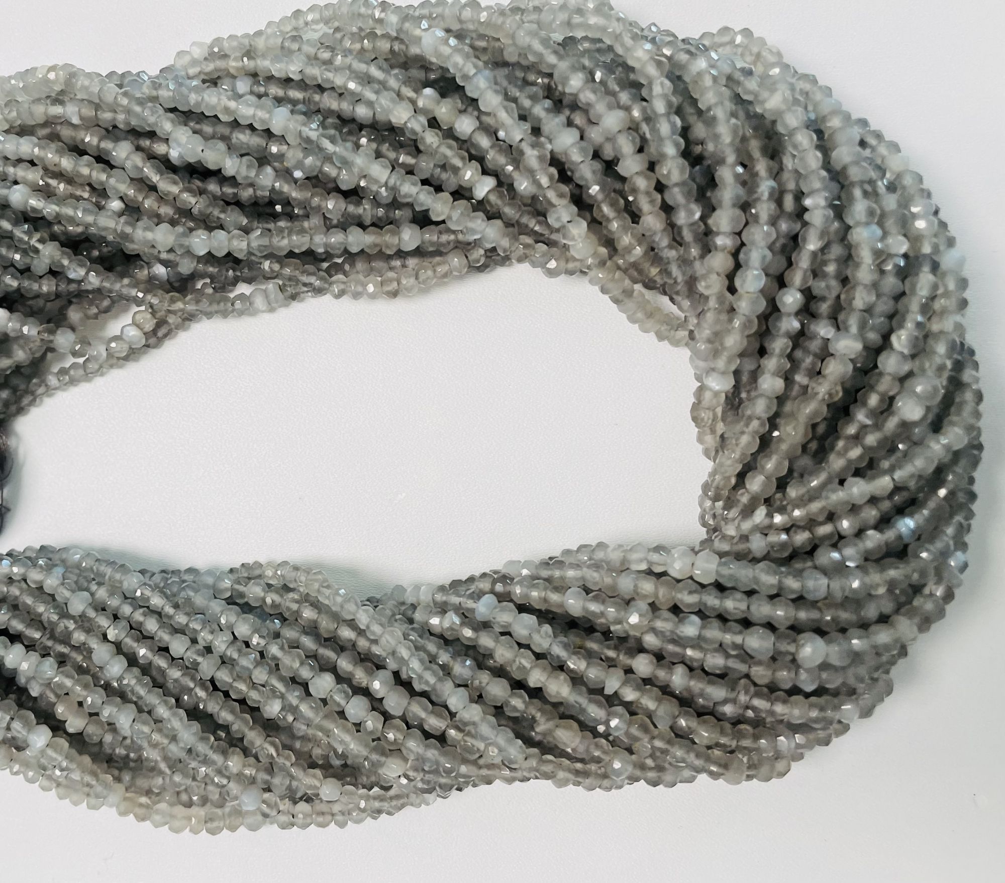 Grey Moonstone Rondelle Faceted