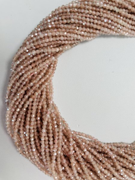 Coated Pink Moonstone Rondelle Faceted