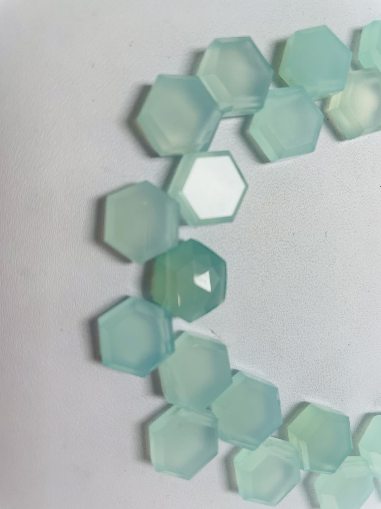 Aqua Chalcedony Hexagon Faceted