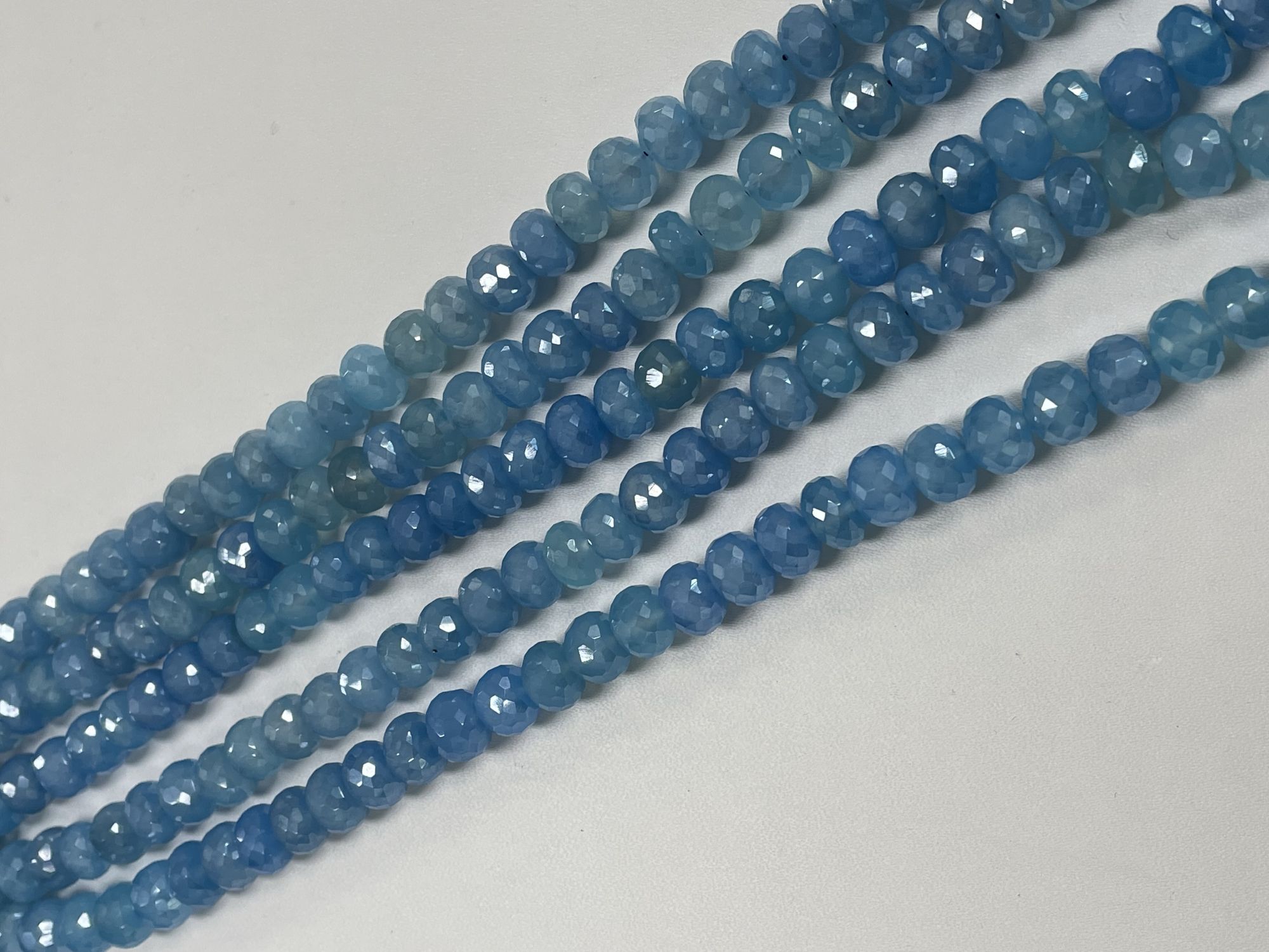 Coated Blue Chalcedony Rondelle Faceted