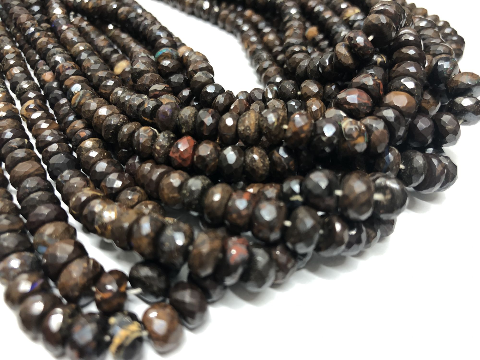 Natural Boulder Opal Rondelles Faceted