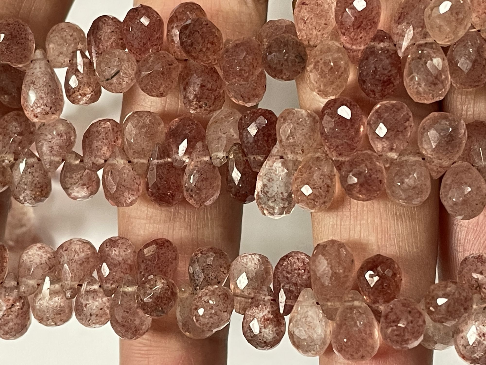 Pink Strawberry Quartz Drop Faceted