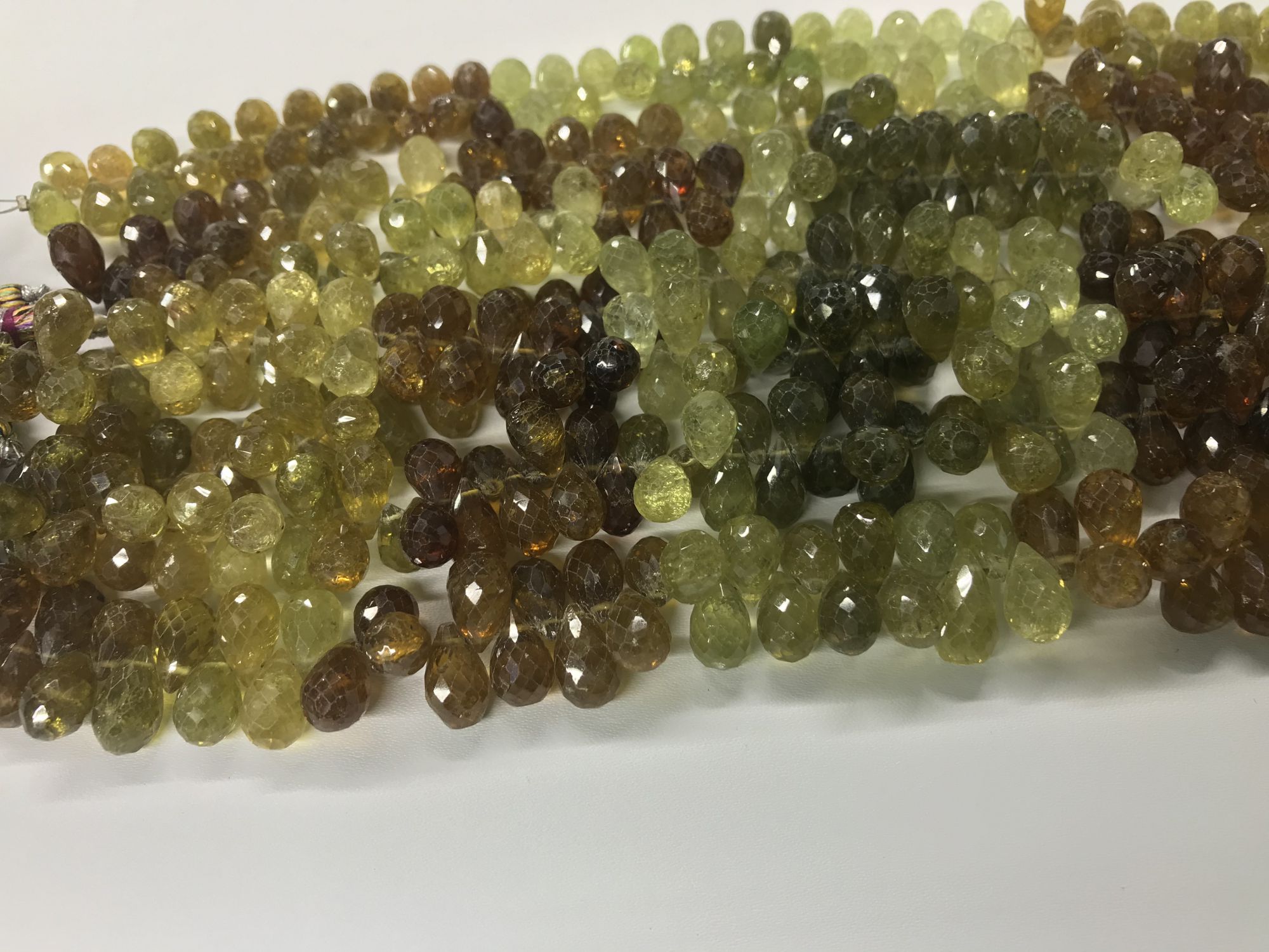 Green Grossular Garnet Drops Faceted