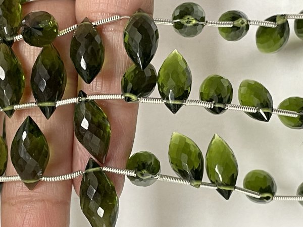 Olive Green Hydro Quartz Puff Marquise Faceted