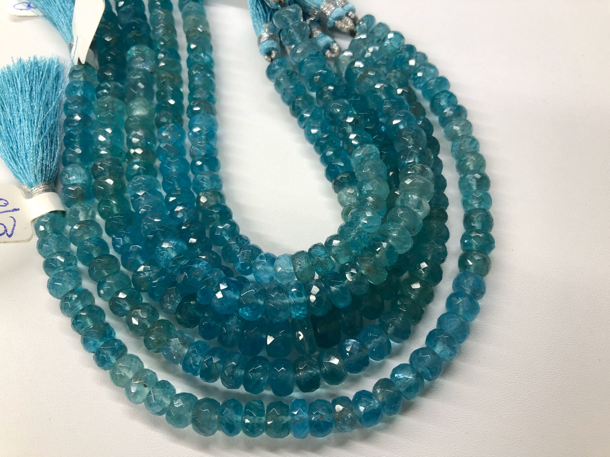 Sea-Green Apatite Rondelles Faceted