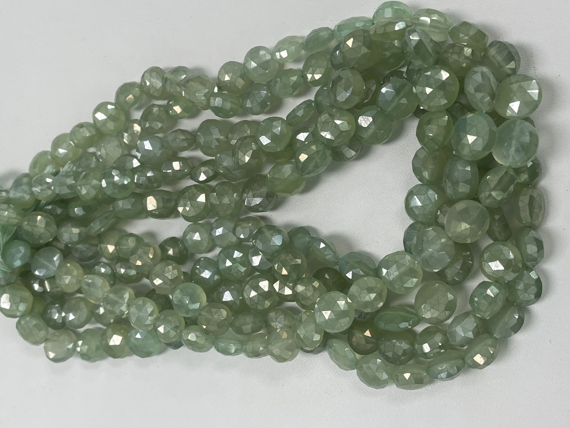 Mystic Green Chalcedony Coin Faceted