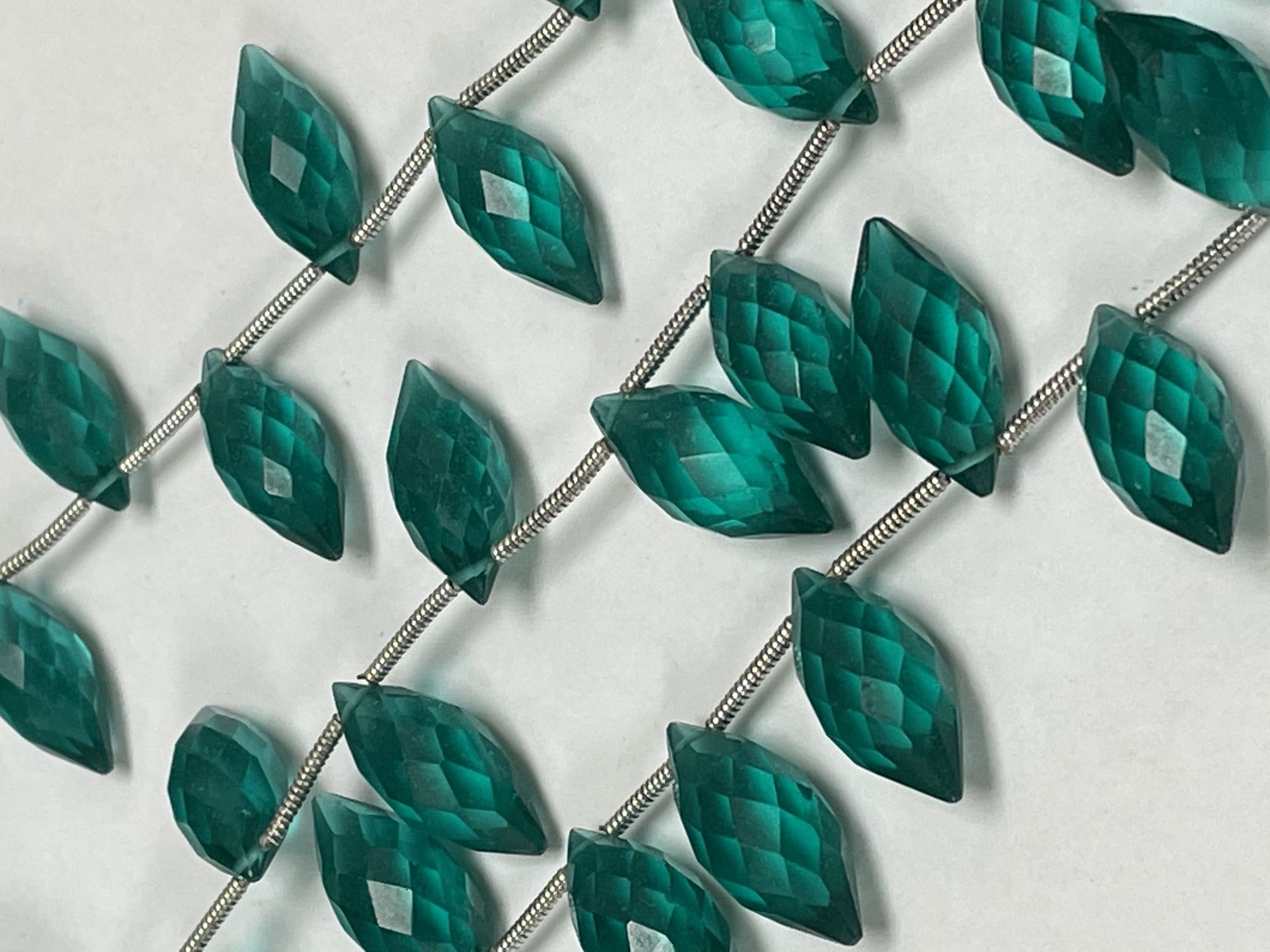 Teal Hydro Quartz Puff Marquise Faceted