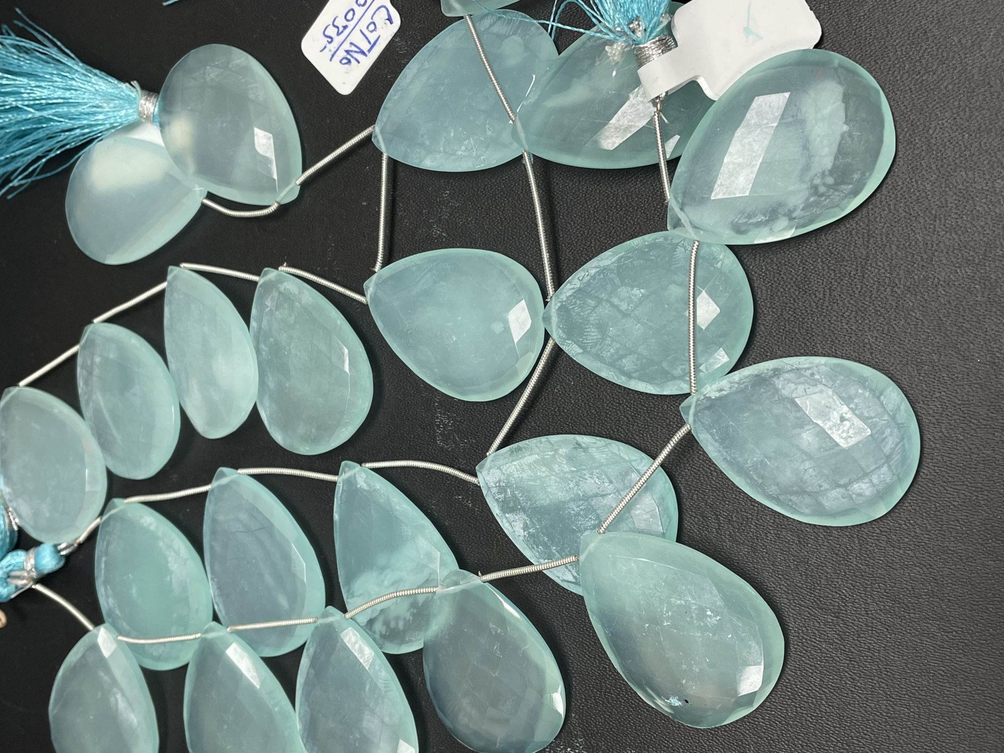 Aqua Chalcedony Pear Faceted