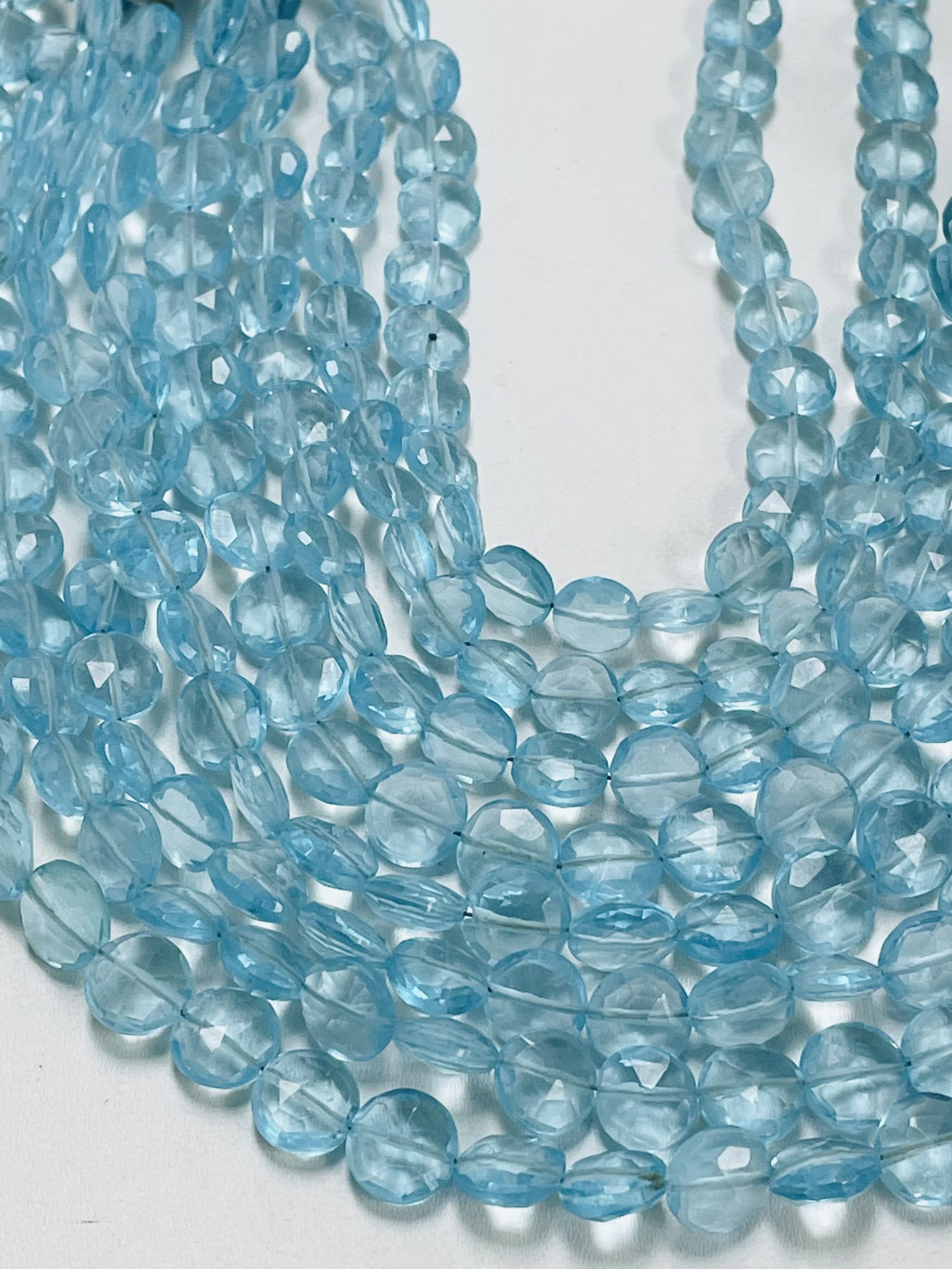 Sky Blue Hydro Quartz Coin Faceted