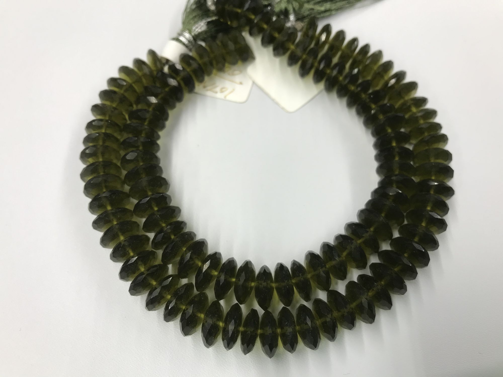 Olive Green Hydro Quartz Disc Faceted