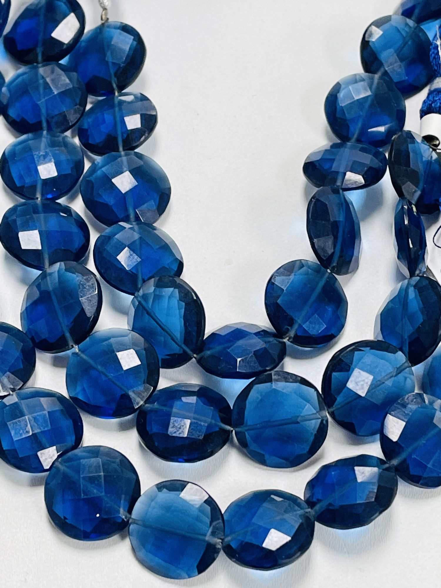 Navy Blue Hydro Quartz Coin Faceted